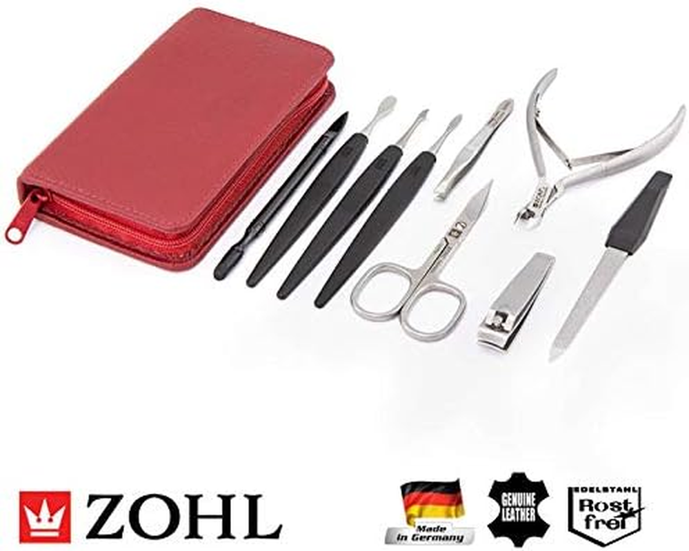 ZOHL Luxury Manicure Se Prestige - 9 Stainless Steel Manicure Instruments in Red Zip Leather Case - Made in Germany image number 5