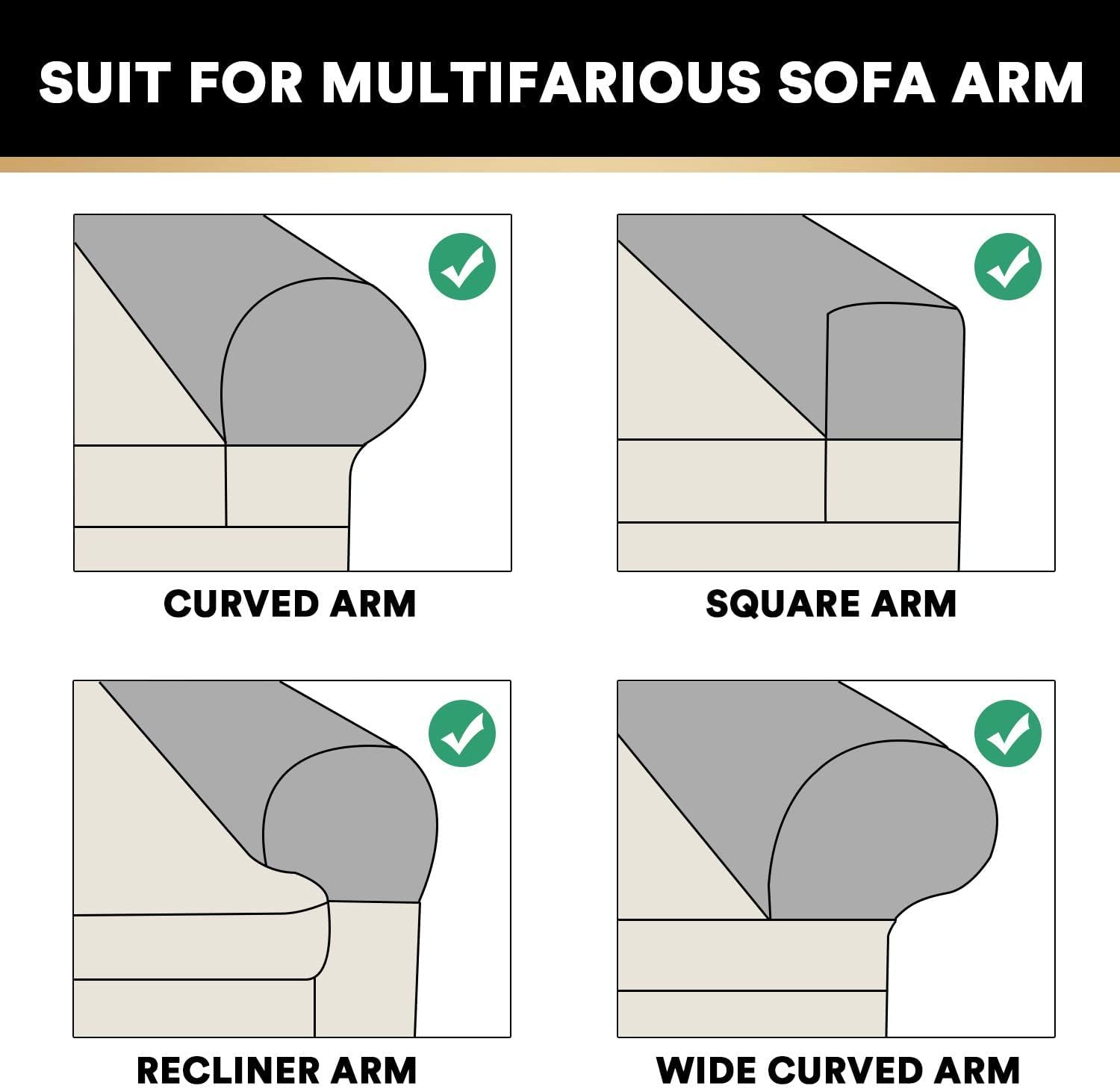 2 Pcs Real Velevt Stretch Armrest Covers Anti-Slip Furniture Protector Soft Velvet Armchair Armrest Cover Slipcovers for Sofa, Brown image number 5