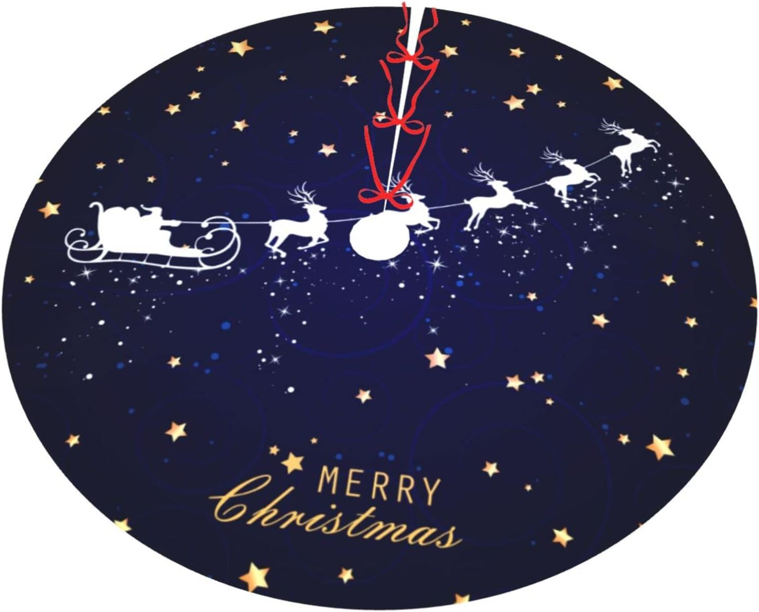 Christmas Tree Skirt Navy Blue Christmas Deer Star Santa 36 Inch for Xmas New Year Nightmare before Christmas Decorations Lobby Home image number 4