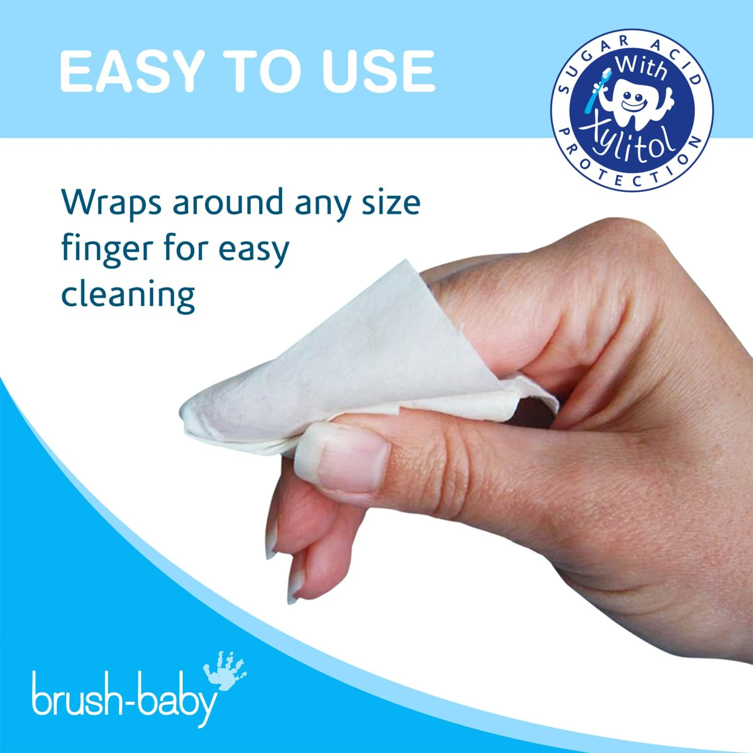 Brush-Baby Dentalwipes for Babies | Stage 1 Birth - First Teeth | Suitable from 0-16 Months | Soft Wipes to Gently Clean Your Baby&rsquo;S Mouth, Gums and Tongue | 1 Pack of 28 Individually Wrapped Wipes image number 4