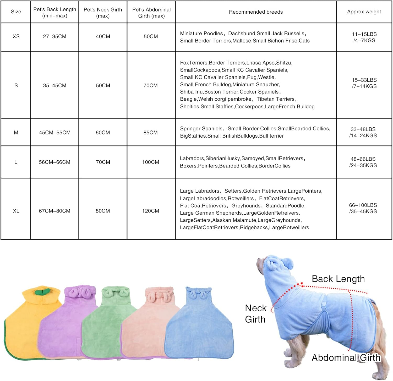 Fnaobai Pet Bathrobe for Dog Cat Absorbently Quick Drying Coat Cute Dogs Bath Towel Hooded Robe Adjustable Collar & Belly Strap for Pool Beach (Pink, XS) image number 3