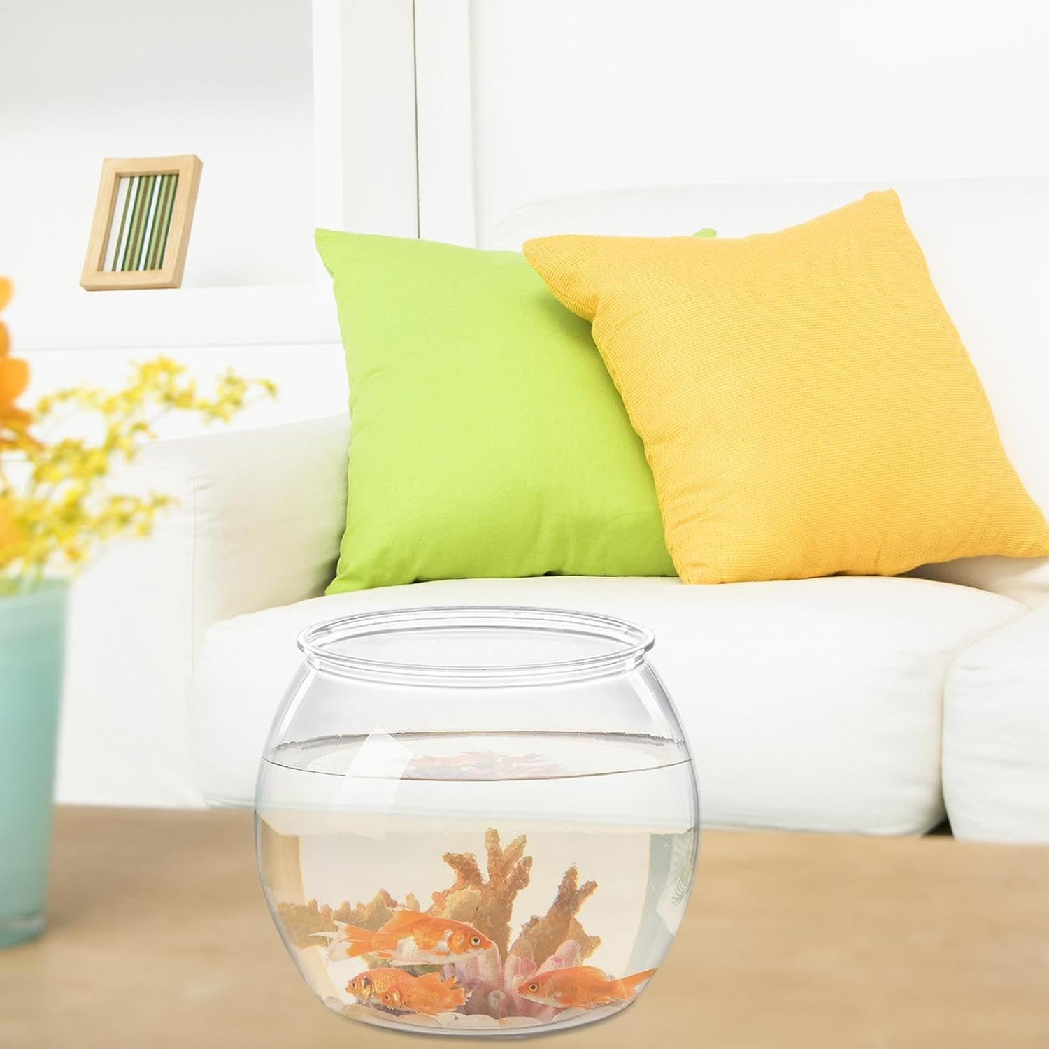 Fish Tank Bowl - Terrarium round Tank, Clear Bubble Bowl | Betta Fish Tank Plant Pot with 360 Viewing Design, Shatterproof Pet Fish Enclosure Display Bowl for Desktop Home Offices, 27.94X24.38Cm image number 3