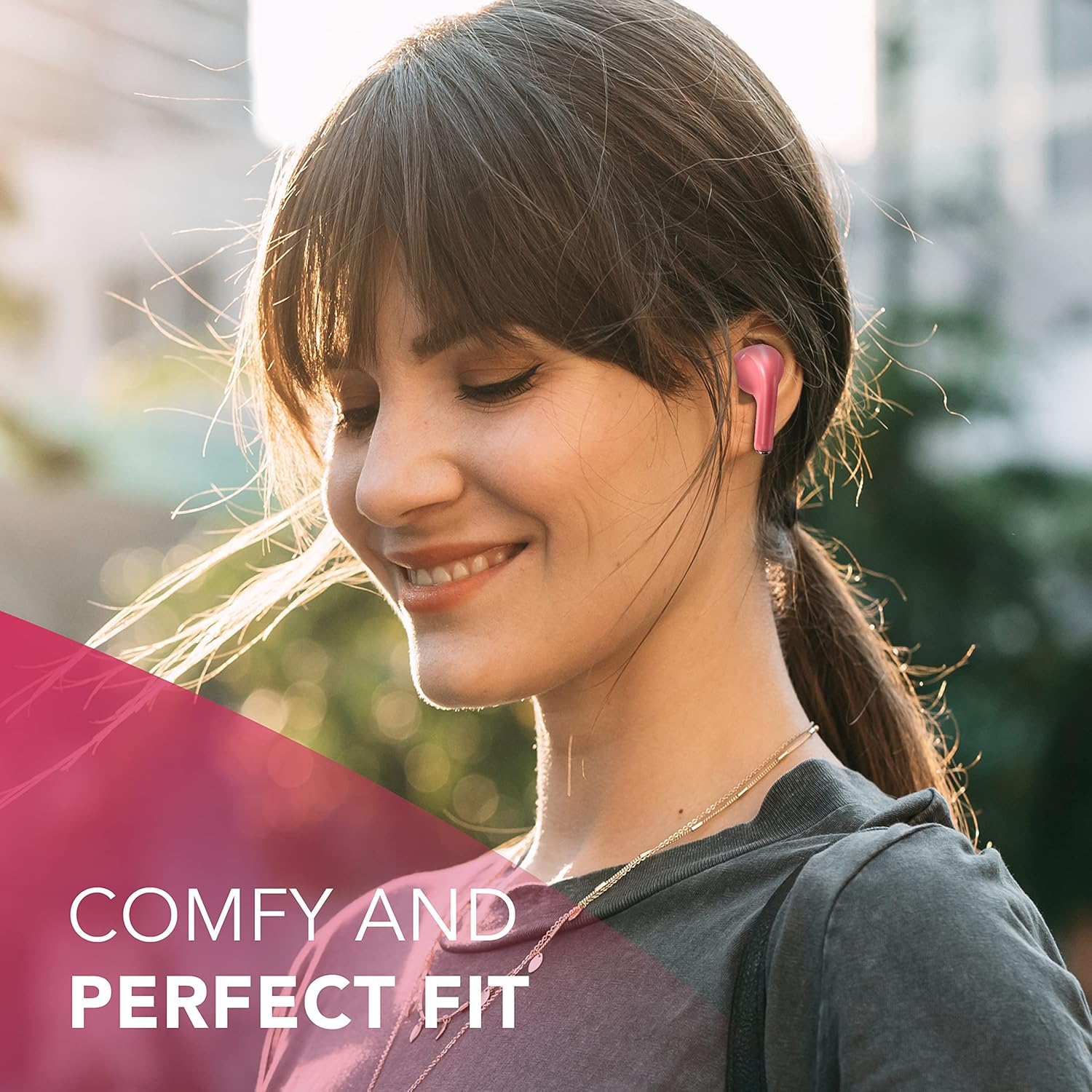 Music Sound | Swag Wireless Capsule Headset - Playback Time up to 20 Hours - Bluetooth - Viola - Blue image number 3