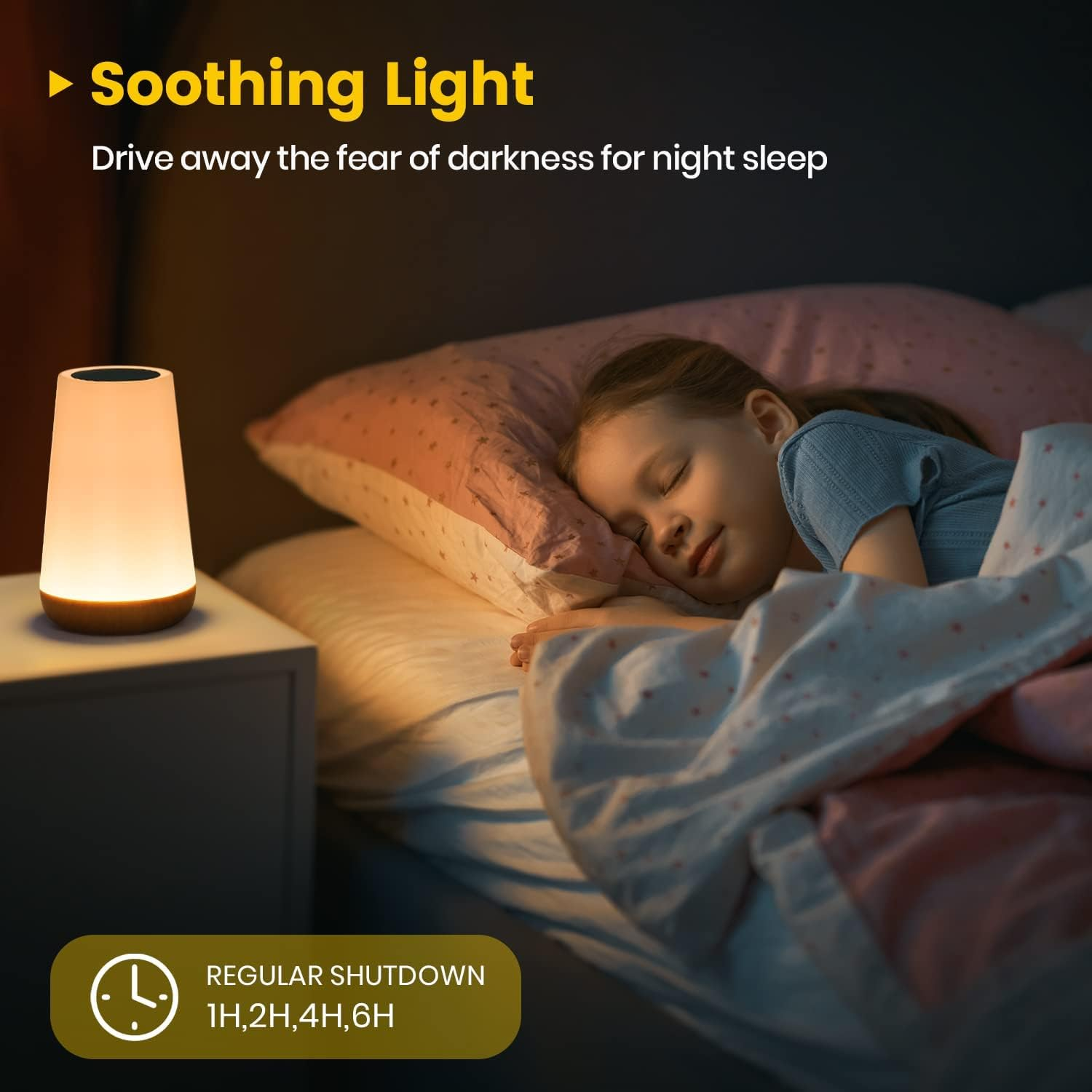 YOXUE Night Light, Dimmable Touch Lamp for Bedroom, Portable Table Bedside Lamp, 5 Brightness & 13 RGB Colors, Night Lights for Bedroom/Baby Nursery/Bathroom//Hallways/Living Room image number 6