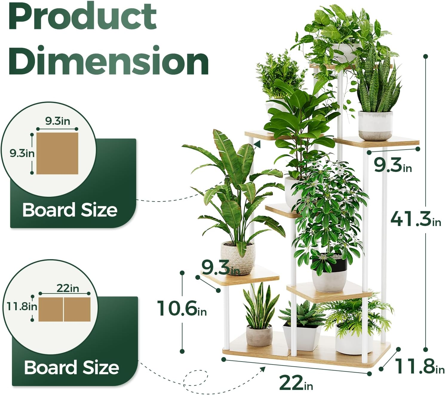 Bamworld 7 Tier Plant Stand Indoor,Large Metal Plant Shelf for Multiple Plants,Tall Tiered Flower Stand for Patio Garden Balcony Living Room Bedroom(White) image number 5