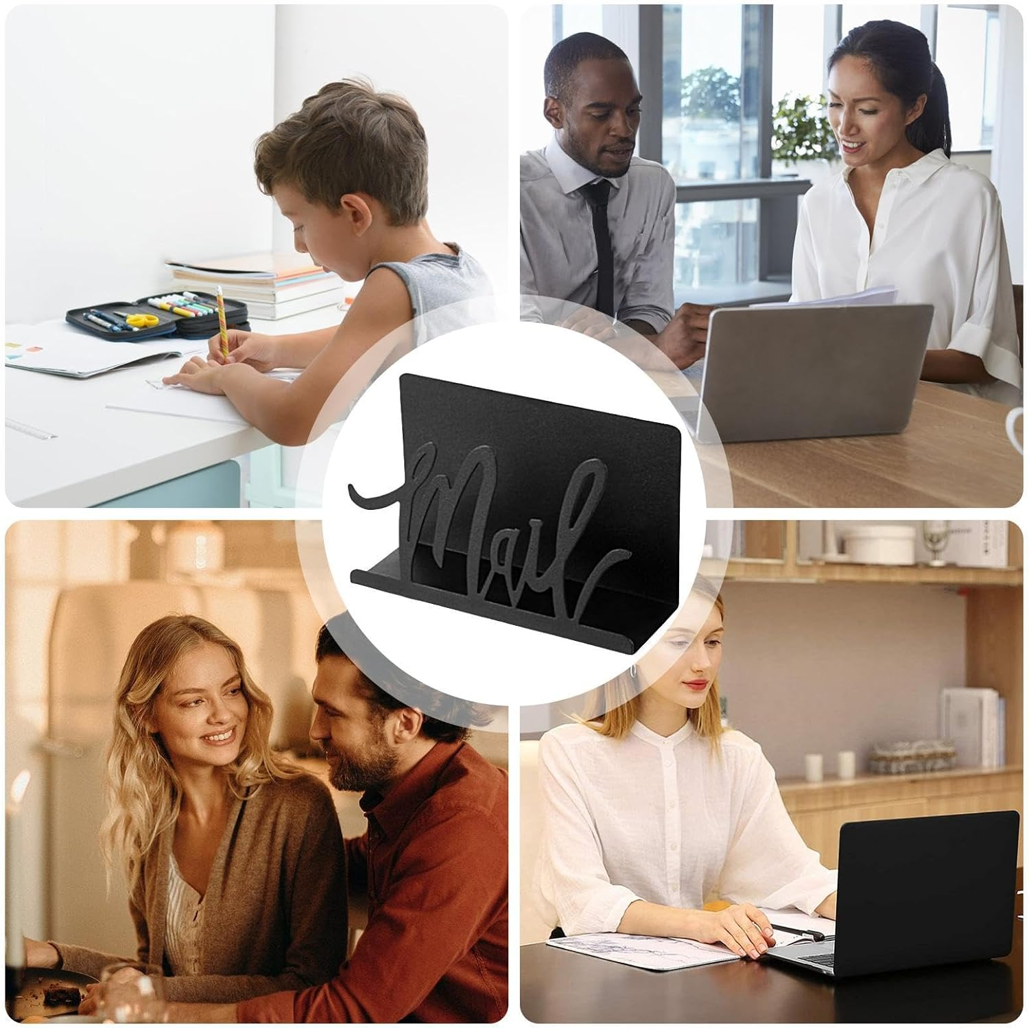 Letter Holder, Desk Mail Organizer Cutout Design, Vertical Display Slots, Desktop File Rack, Postcard Storage for Keeping Desk Tidy, Offices and Home Organization image number 2