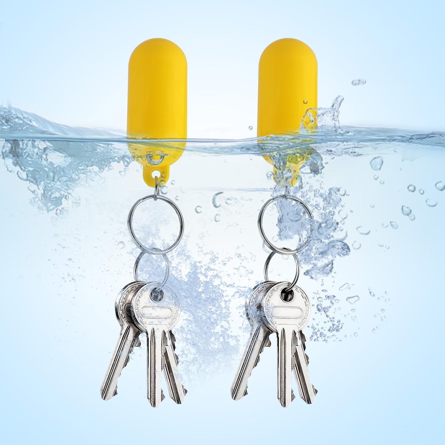 NQEUEPN 2Pcs Boat Floating Keychains, 2.56X0.98In Yellow Float Key Pendant Oval Shape Plastic Floating Key Ring Water Sport Accessory for Boating Surfing Rowing Fishing Outdoor Sports image number 6