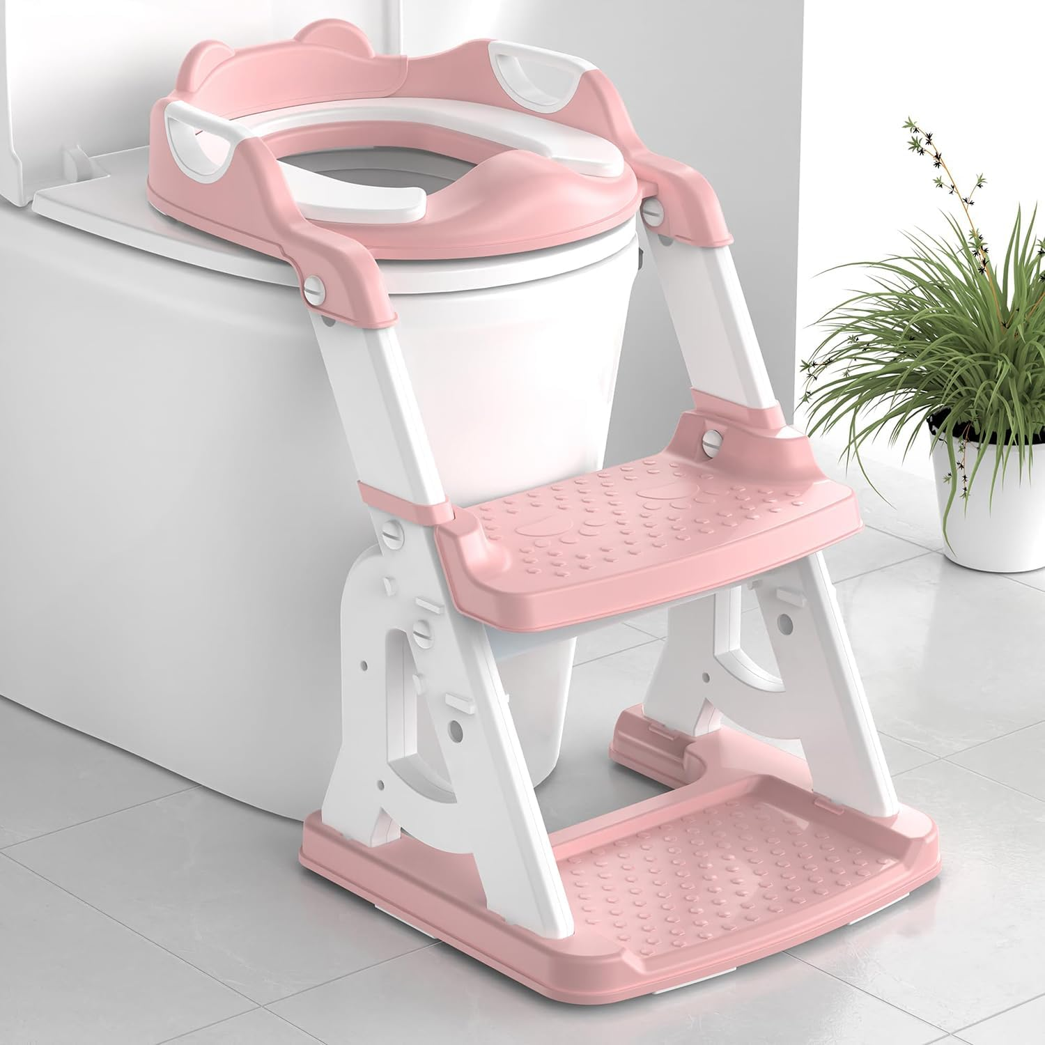 Toilet Potty Training Seat with Step Stool Ladder, Upgrade Toddler Toilet Seat for Boys and Girls, 2-In-1 Potty Training Toilet with Soft Cushioned Seat Splash Guard, Comfortable Safe image number 5