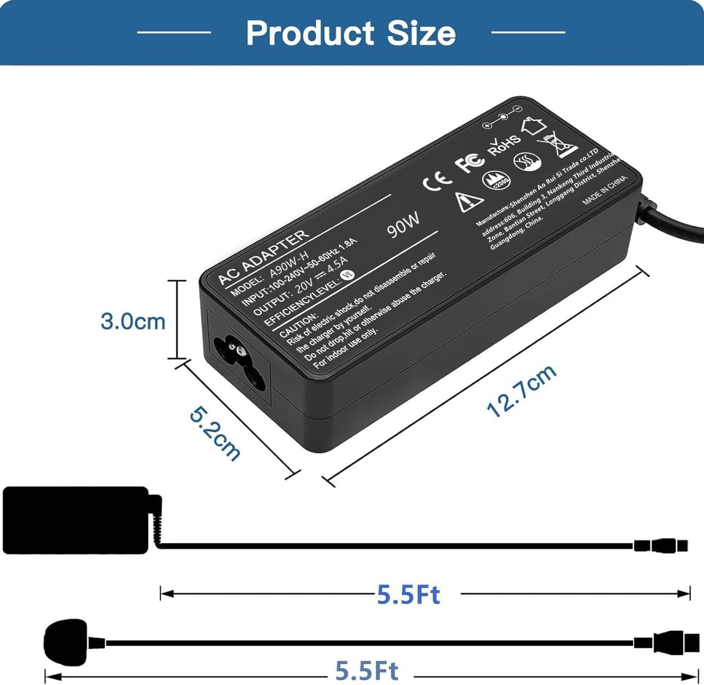 90W Universal Laptop Charger AU Compatible with HP Lenovo Dell Acer Asus IBM Toshiba Samsung Sony Fujitsu Gateway Notebook Ultrabook Chromebook Power Supply Cord with 16 Tips image number 5