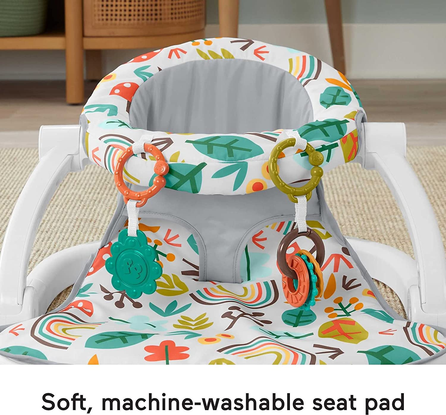 Fisher-Price Portable Baby Seat with Toys, Baby Chair for Sitting Up, Sit-Me-Up Floor Seat, Whimsical Forest image number 1