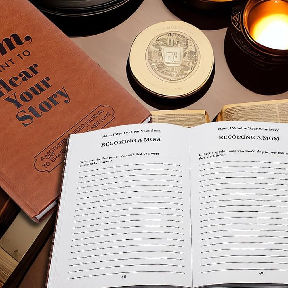 Geli I Want to Hear Your Story, a Father'S or Mother Guided Journal Book to Share His/Her Life Story Journal, Dad/Mother Journal Book with Durable Leather Wrapped, Portable Journal School Supplies (Mom-Brown) image number 6