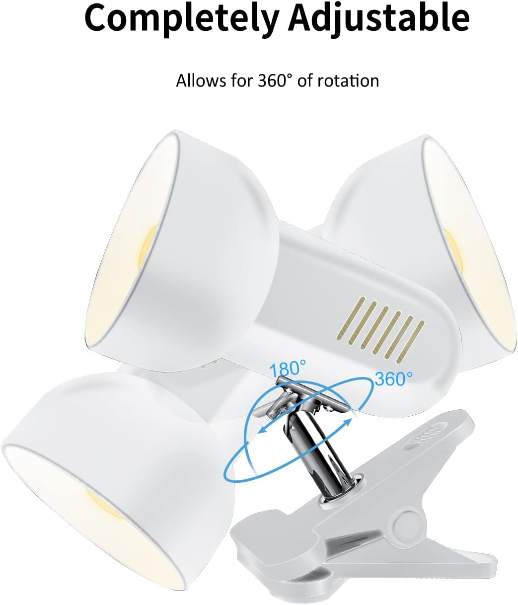 Milpoel Clip on Reading Light, Desk Lamp, E27 Bulb Holder, Clamp Lamp for Reading in Bed or Deep Focus, Sleek Lightweight Design Perfect Bed Light for Reading - Black image number 6