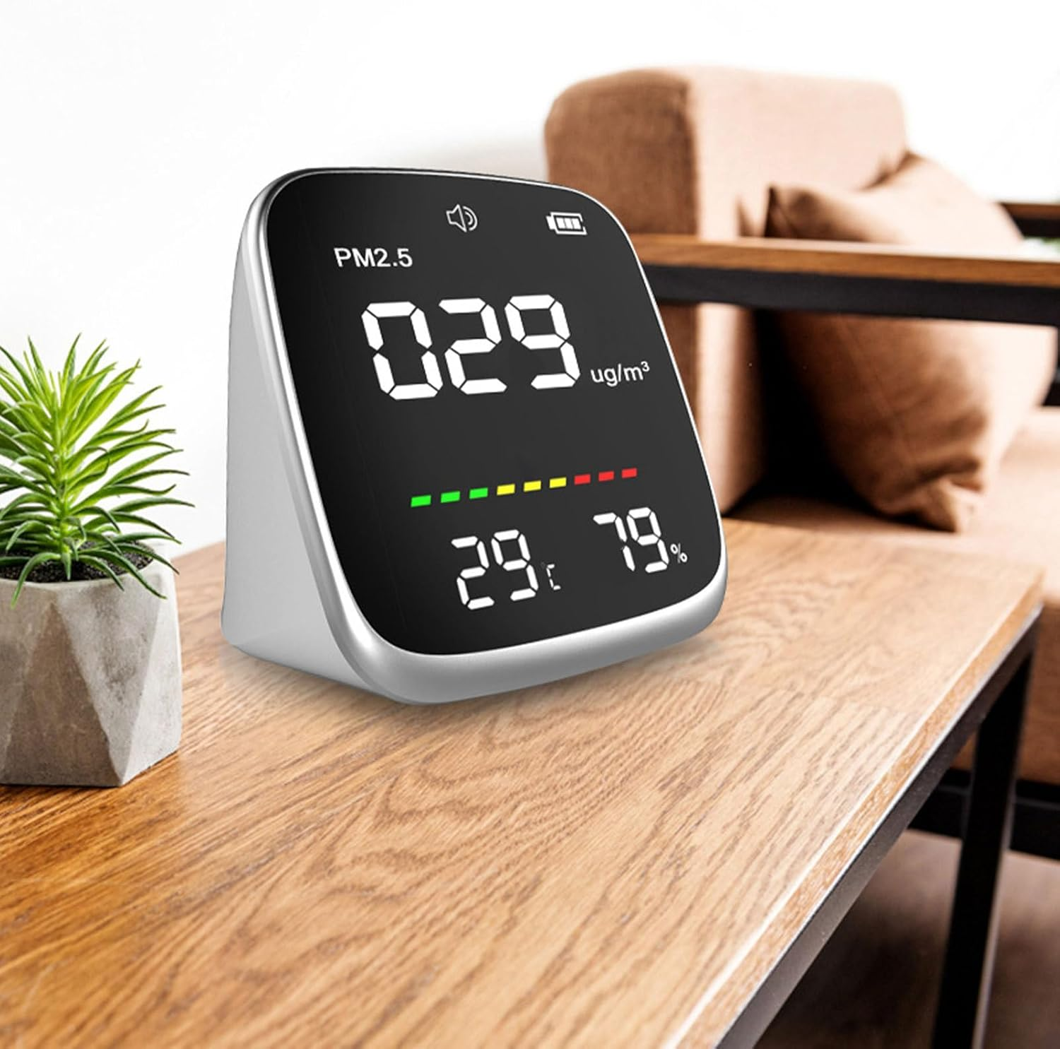 Carbon Monoxide Detector, Co2 Detector, USB Charging Air with Warning Function, PM2.5, Temperature, and Humidity Measurement Tool with LED Digital Display for Home School image number 2