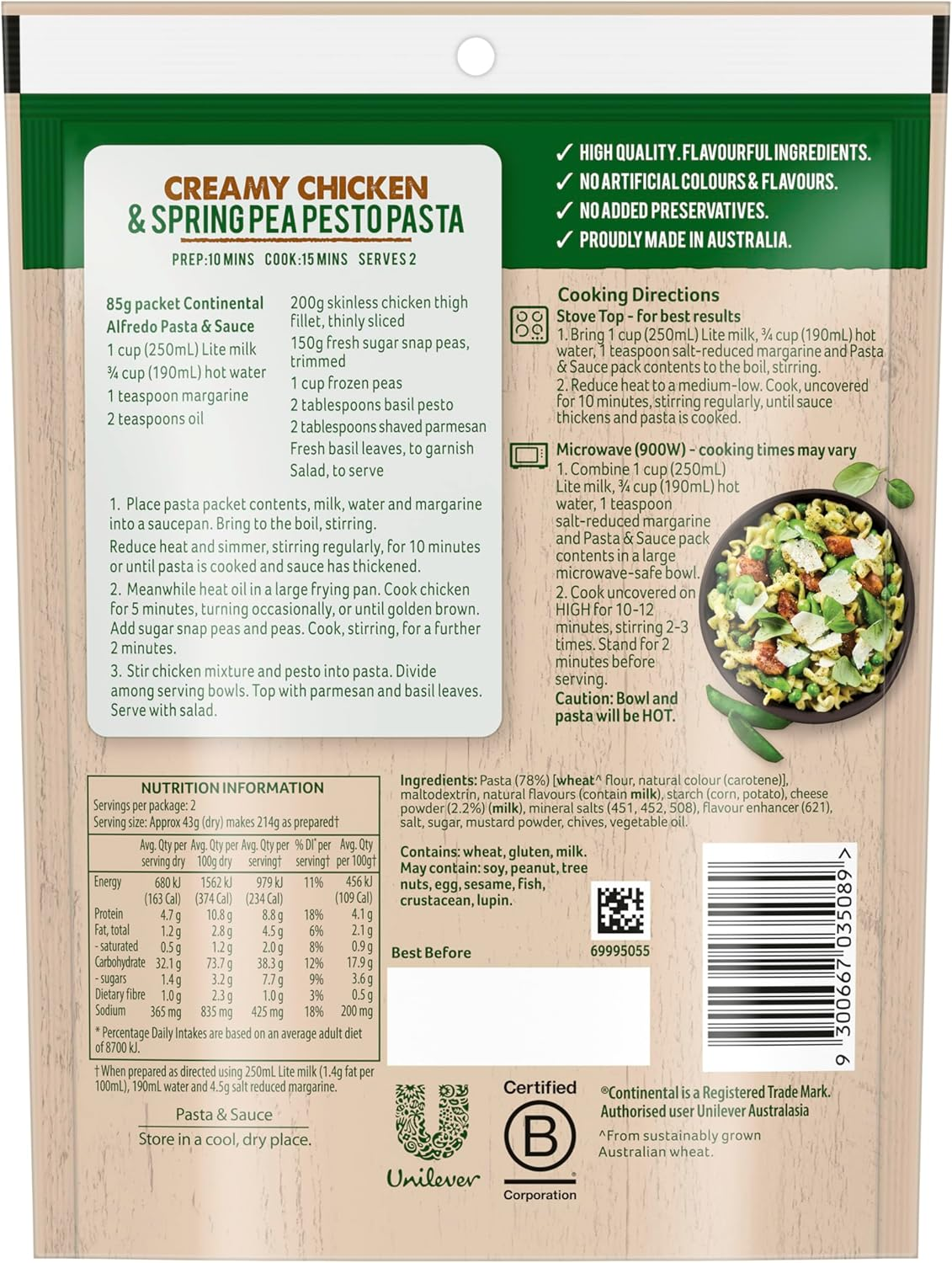 Continental Classics Alfredo Pasta & Sauce 85 G image number 2