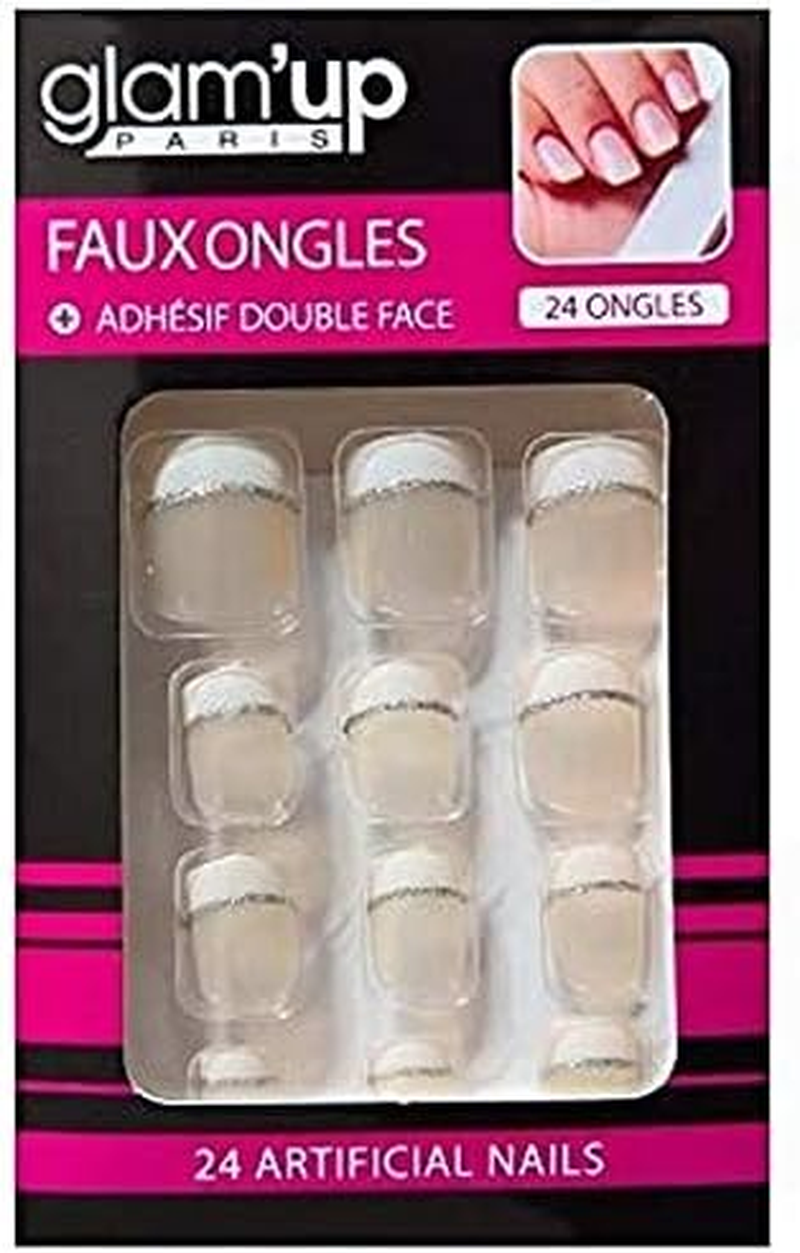 Glam up 1 X French Nail Art Diamante Nail Art Fake Nail Art Pink Number 4 image number 1