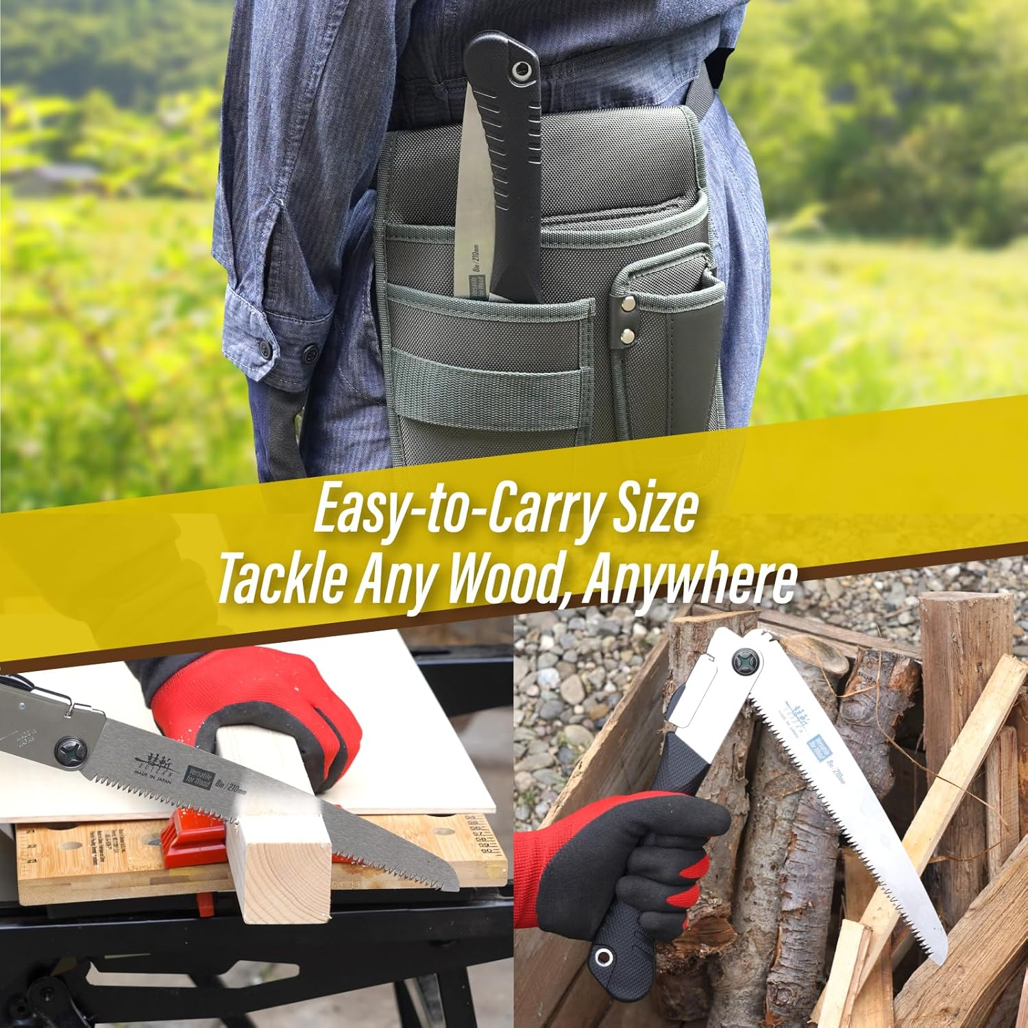 SUIZAN Japanese Folding Saw 210Mm Versatile for Wood - Compact Handsaw Pruningsaw Garden Woodworking DIY Tools image number 1