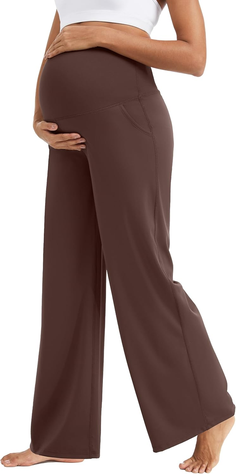 Mathcat Womens Maternity Pants over the Belly Wide Leg Yoga Work Dress Pants Pregnancy Pants Lounge Trousers Stretchy Soft