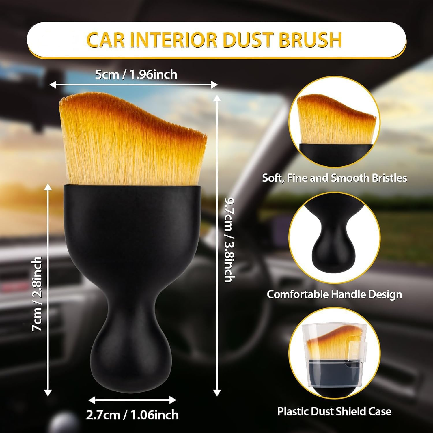 Car Interior Dust Brush,Car Detailing Brush,Car Accessories Interior Aesthetic,Cleaning Soft Brush,Air Vent,Leather,Computer 2Pcs image number 2