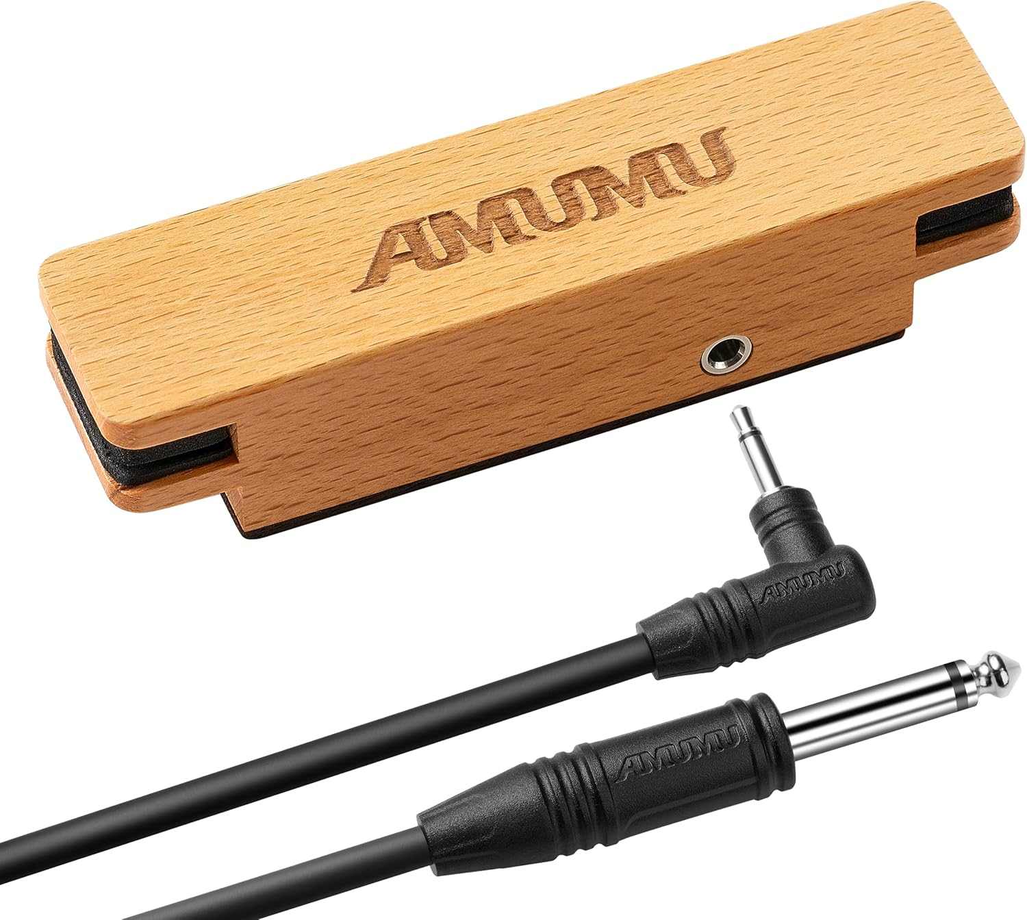 Amumu NEO-SP31 Passive Neodymium Magnetic Soundhole Pickup with 1/4 Bronze Strap Jack for 3.82In to 4.33In Soundhole Steel String Acoustic Guitar