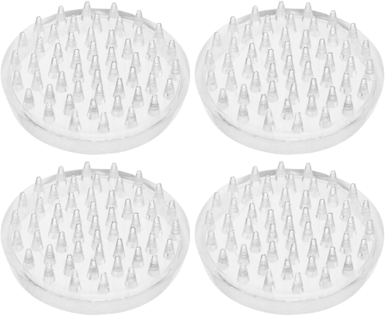 Angoily 4Pcs Transparent Furniture Grippers with Teeth, Anti-Slip Chair Leg Pads, Carpet and Wooden Floor Protector, 48Mm Square Design for Table and Sofa