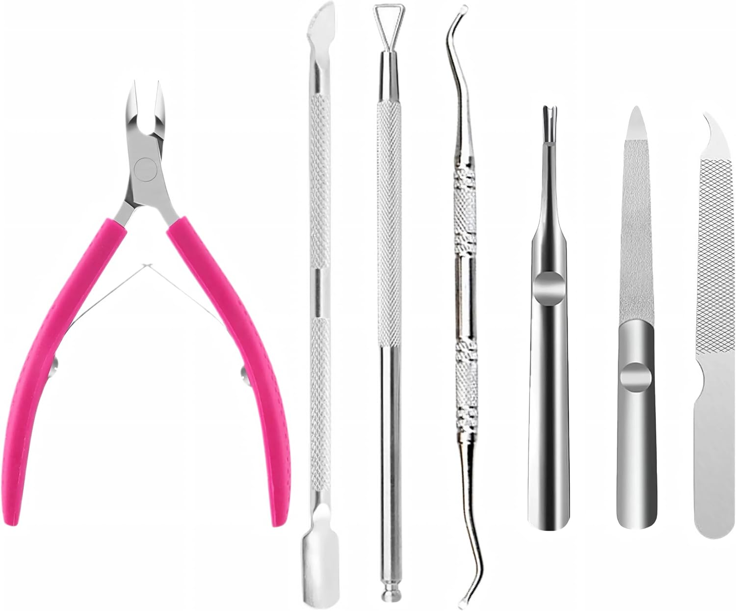 7 Pcs Cuticle Trimmer Cuticle Remover with Cuticle Pusher Tools Kit, Professional Stainless Steel Nail, Cuticle Clippers, Cuticle Pusher, Nail Cuticle Trimmer, Manicure and Pedicure Kit, Nail Tools image number 2