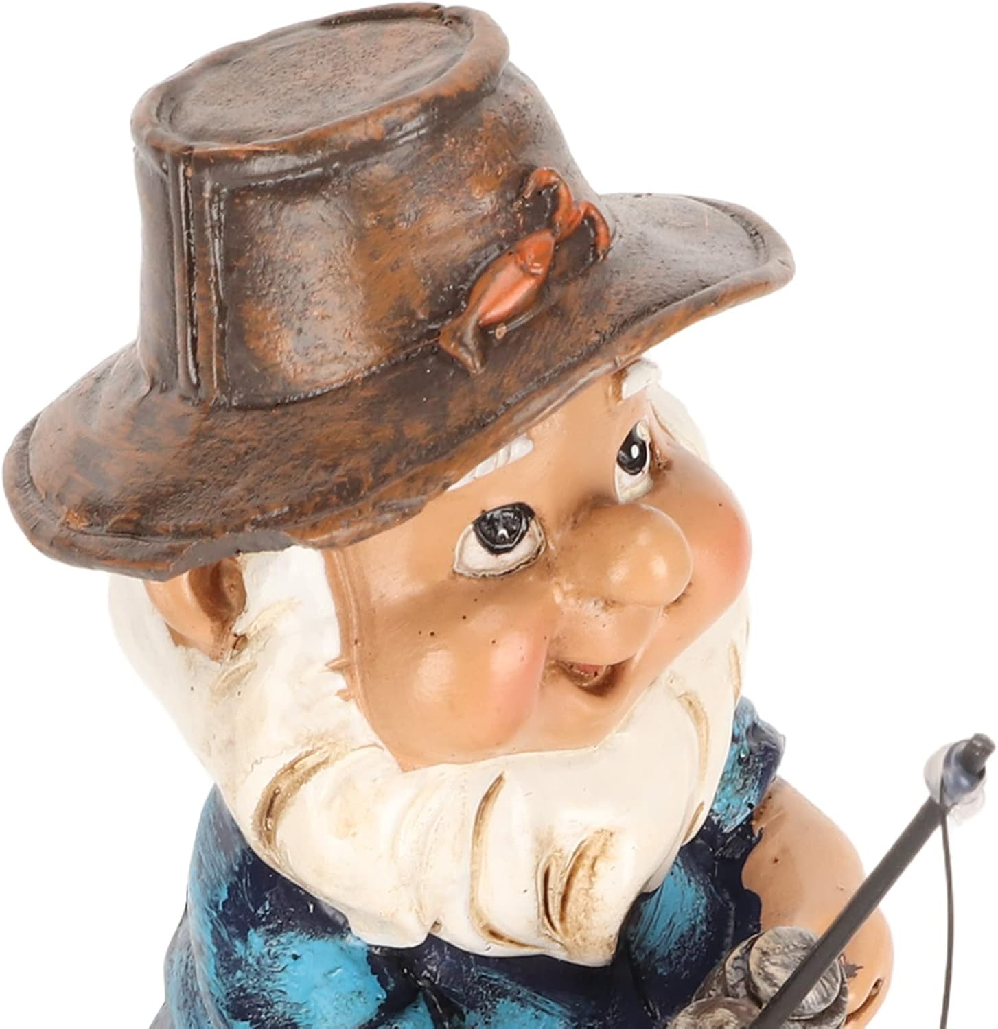 Fishing Gnome Sitter Resin Statue, Handcrafted Outdoor Garden Decoration, Lawn Ornament Garden Sculptures with Rich Colors for Patio image number 1