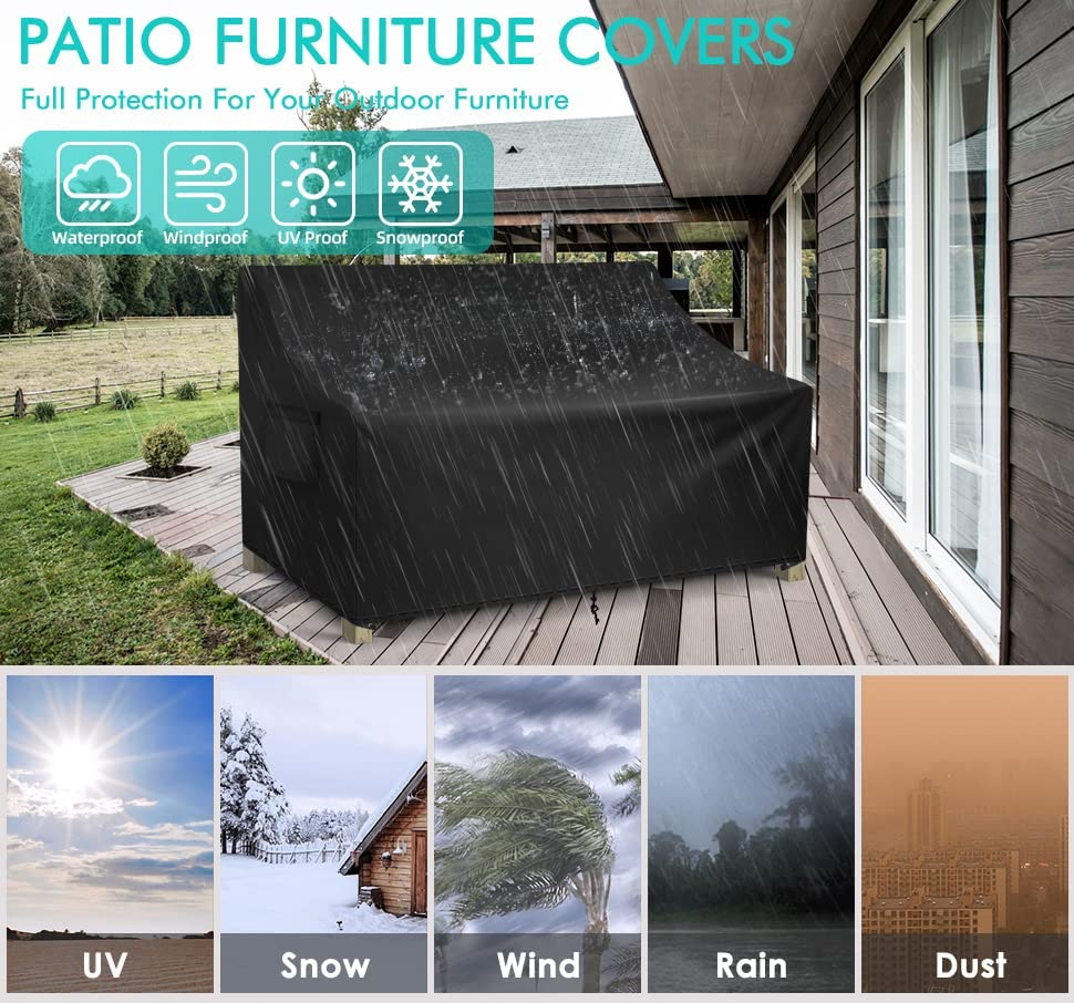 WLEAFJ Patio Sofa Cover Waterproof, Outdoor Loveseat Cover, Heavy Duty Outdoor Couch Cover, Large Lawn Patio Furniture Covers with Air Vent, 54&rsquo;&rsquo; W X 37&rsquo;&rsquo; D X 35&rsquo;&rsquo; H image number 4