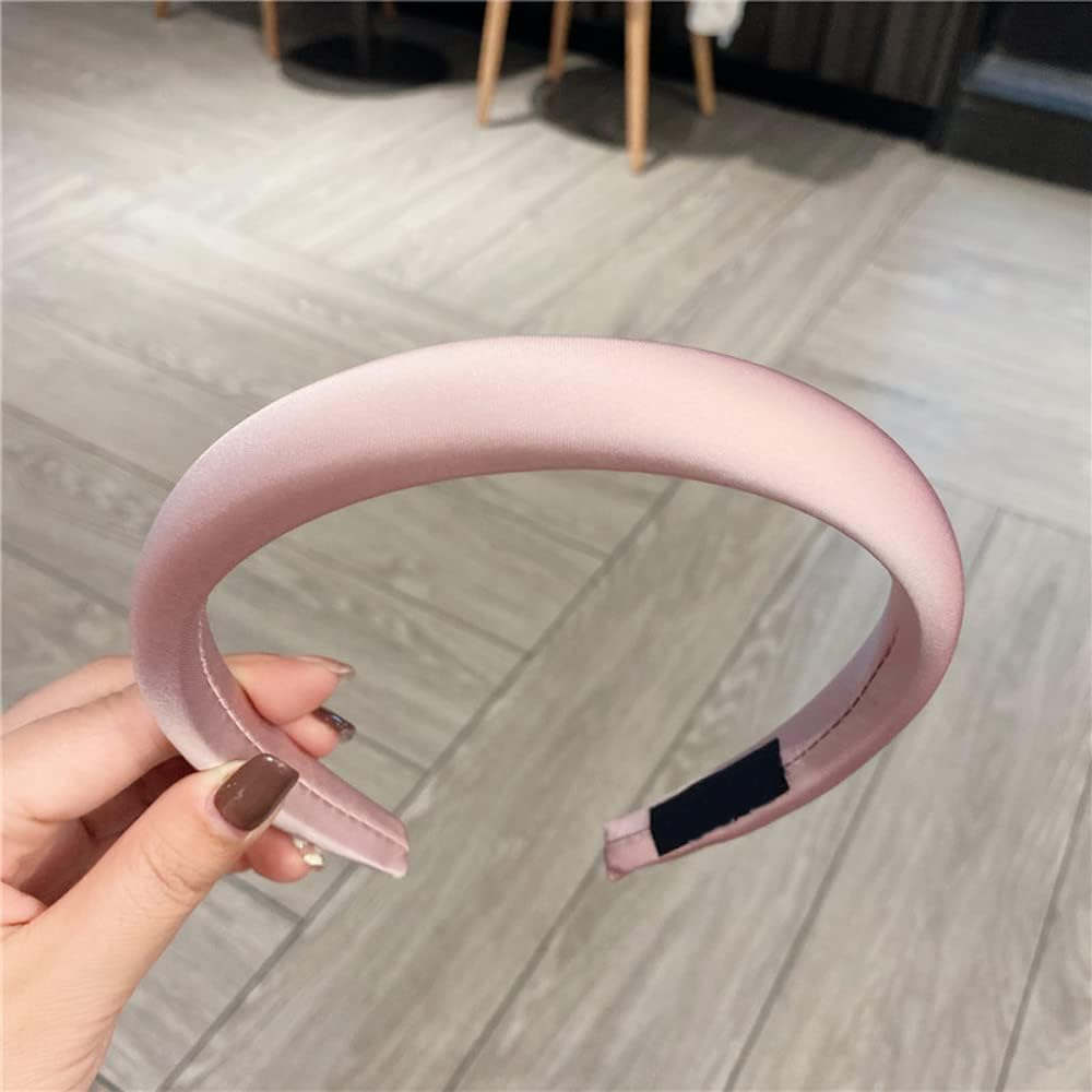 Headband, Retro Satin Headband, Simple Wide Brimmed Headband, Plain Hair Accessories, Braided Satin Headband for Women and Girls, for Dating, Holiday, Travel, Yoga, Reunion, Light Pink