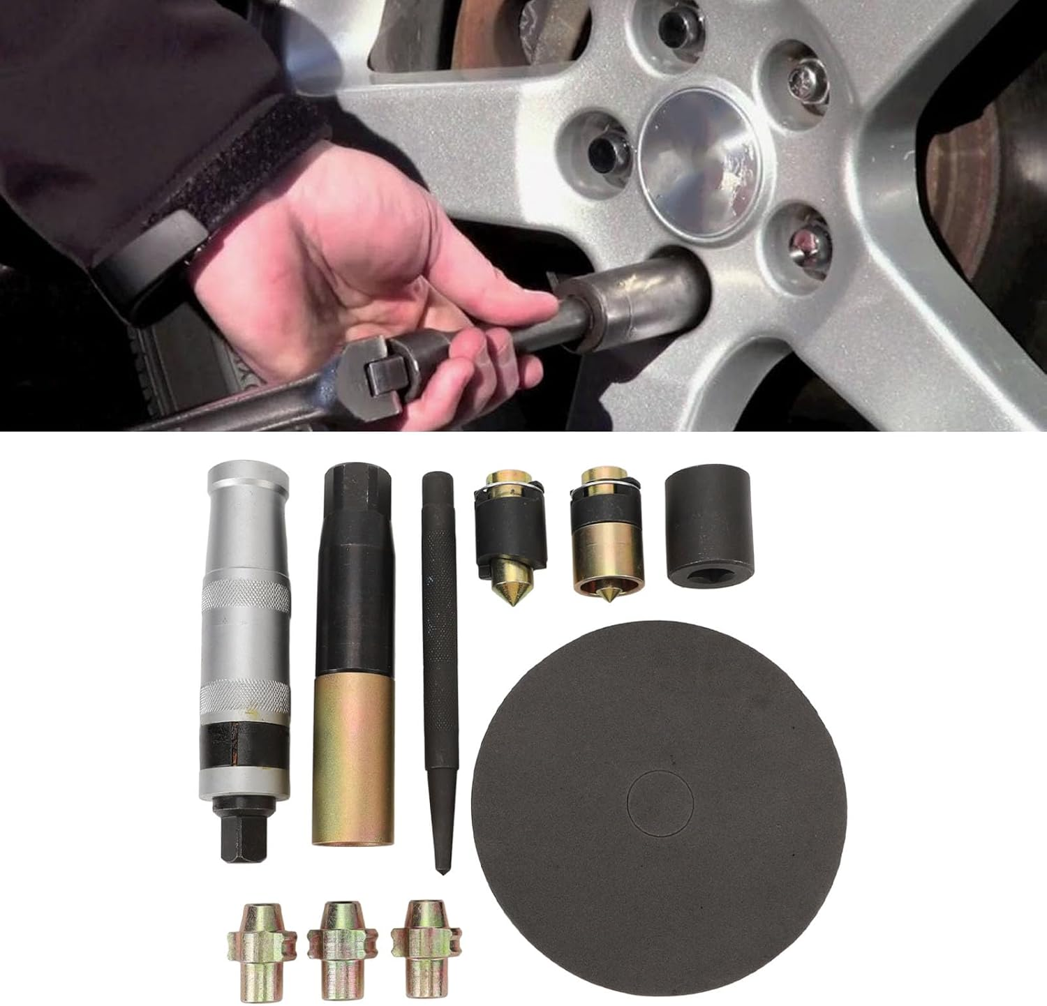 Wheel Lock Removal Kit, 10PCS Universal Steel Wheel Lock Lug Nut Remover Drive Impact Easy Out Bolt Extractor Socket Set with Carrying Case for Spinning Mcguard Type Locking Nuts image number 3