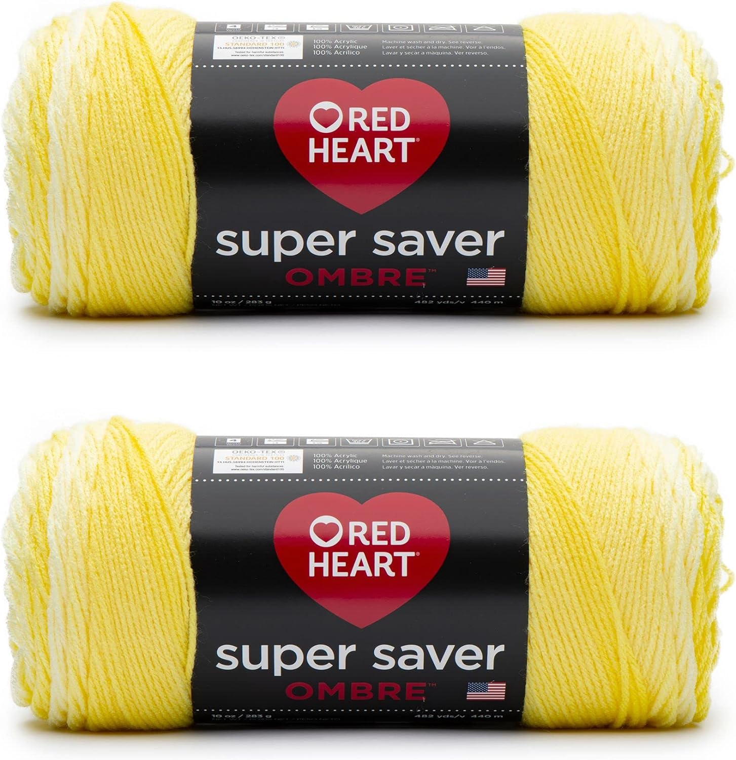 Red Heart Super Saver Ombre Sunny Yarn - 2 Pack of 10Oz/283G - Acrylic - 4 Medium (Worsted) - 482 Yards - Knitting/Crochet image number 5