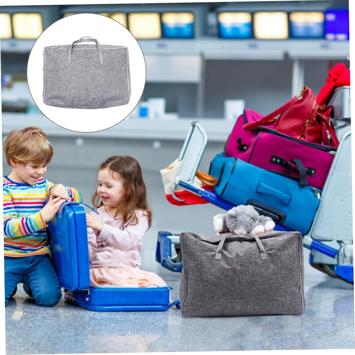 Hohopeti Laundry Bag for Travel Large Capacity Cotton Storage Bag Zipper for Toiletries Luggage and Fitness Gear image number 6