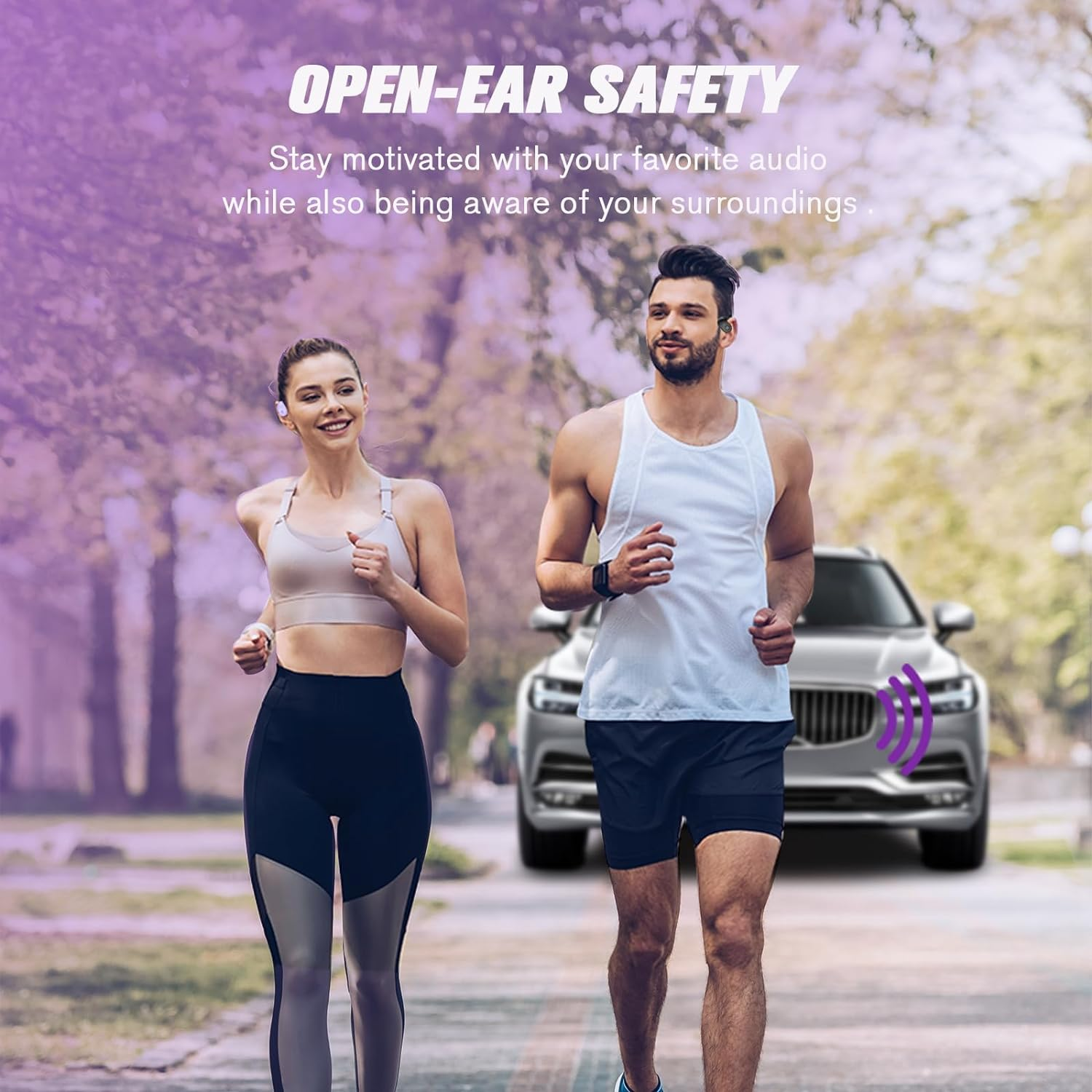 Out of Ear Open Ear Headphones outside the Ear Wireless Ear Hanging Bluetooth Headset Ows over the Ear Open Ear Buds Earbuds outside the Ear Headphones Bone Air Conduction Earbuds Purple image number 3