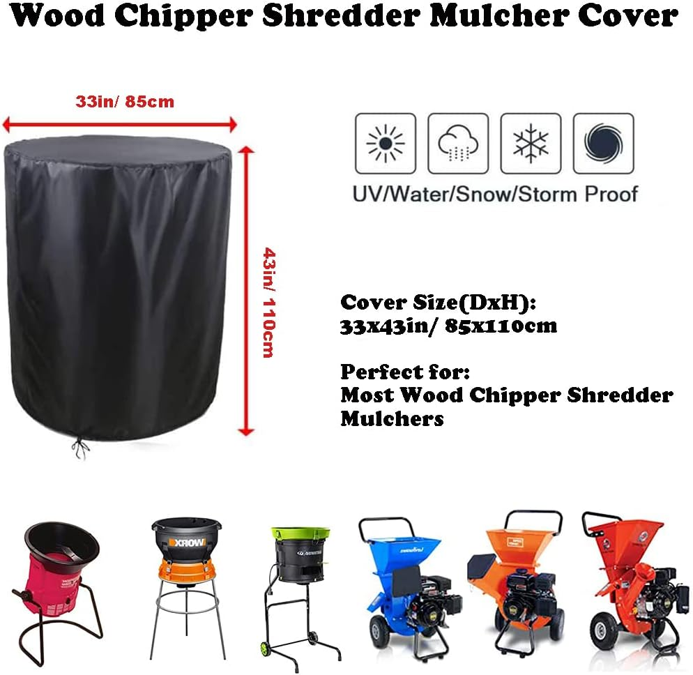 Skyour Wood Chipper Shredder Mulcher Cover Waterproof Heavy Duty Dustproof Electric Leaf Mulcher Shredder Protector Covers 33"X43" image number 3