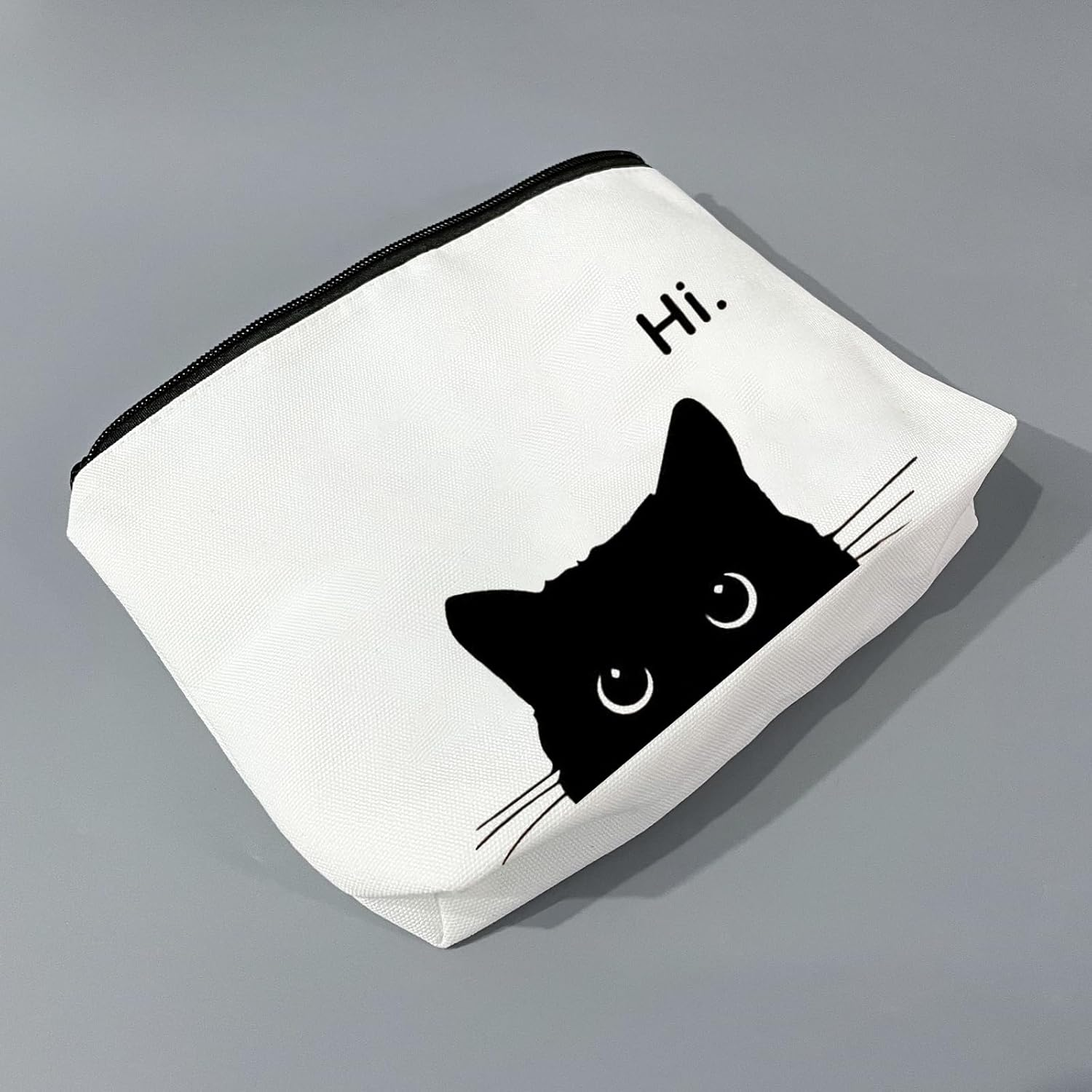 Cat Lover Gift Hi Black Cat Makeup Bag Pouch Bag Kitty Kitten Cosmetic Bag Cat Owner Gift (Hi Cat MB-AU) image number 2
