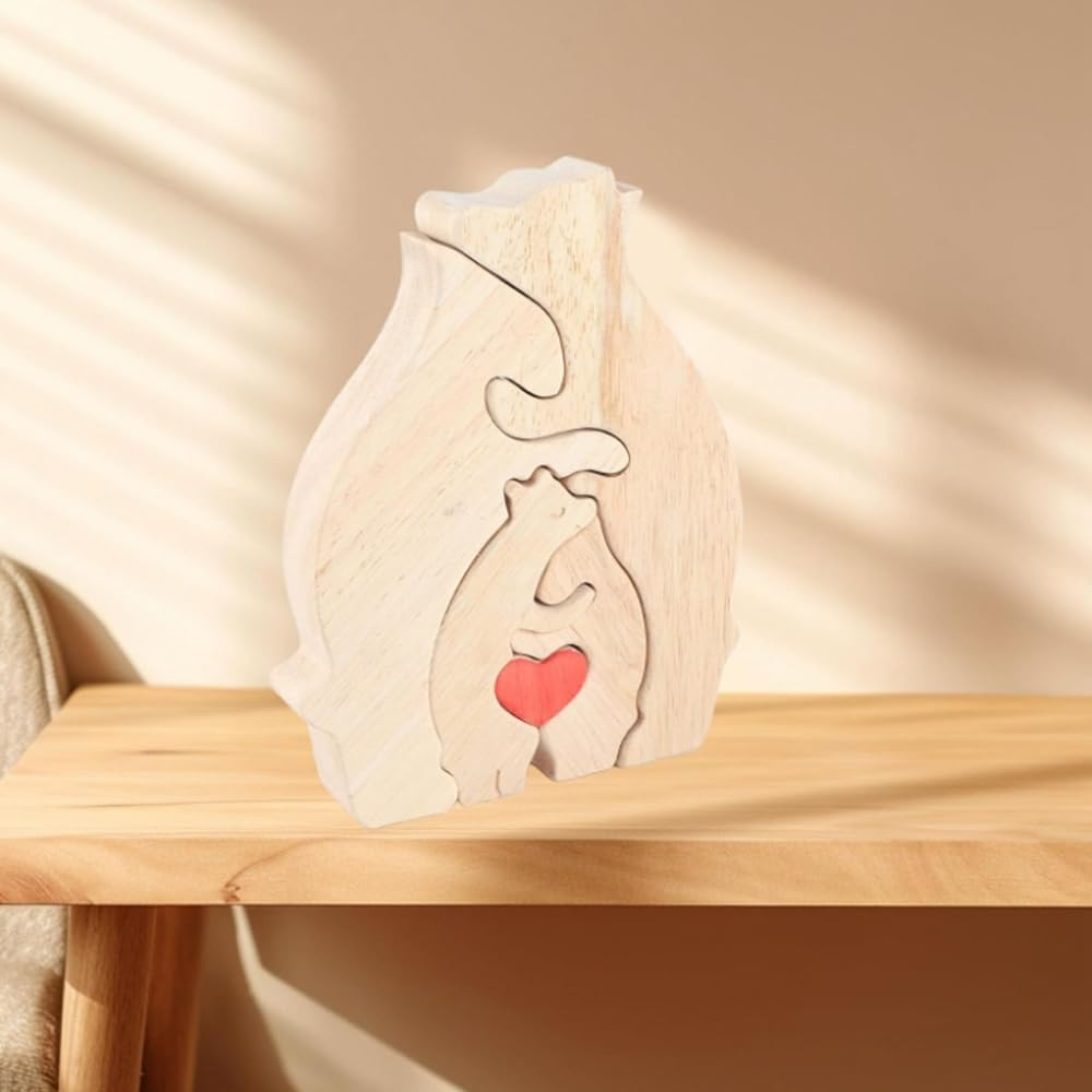 Personalized Wooden Puzzle With,Wood Love Animal Puzzle Decoration,4 Hug Wooden Bear,For Home Decor and Thoughtful Gifts, (Birthday,Christmas, Anniversary Mother Day,Father Day) image number 5