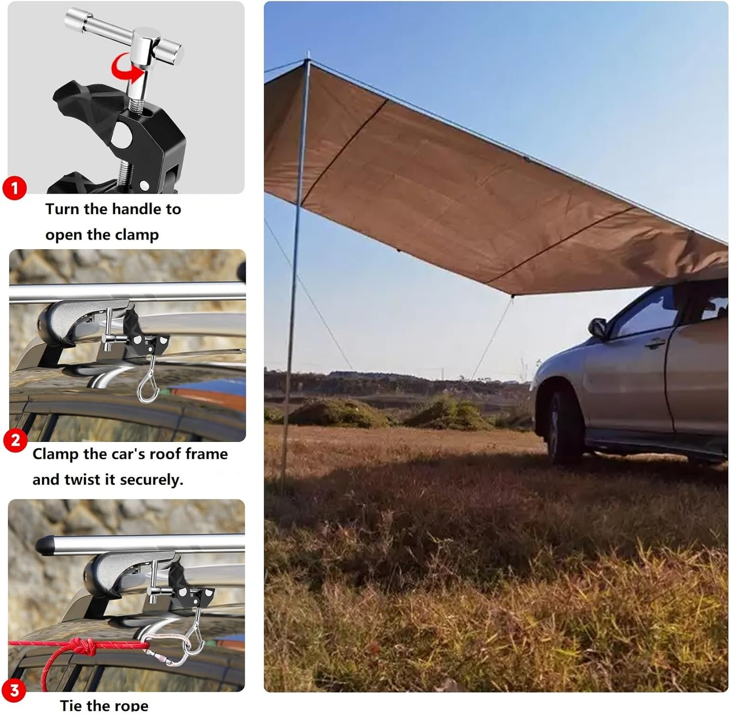 KOMCLUB Tarp Clips Car Roof Joint for Tarp Attachment,Easy Installation, Compact, Durable, Doubles as Lantern Hanger (1) image number 1