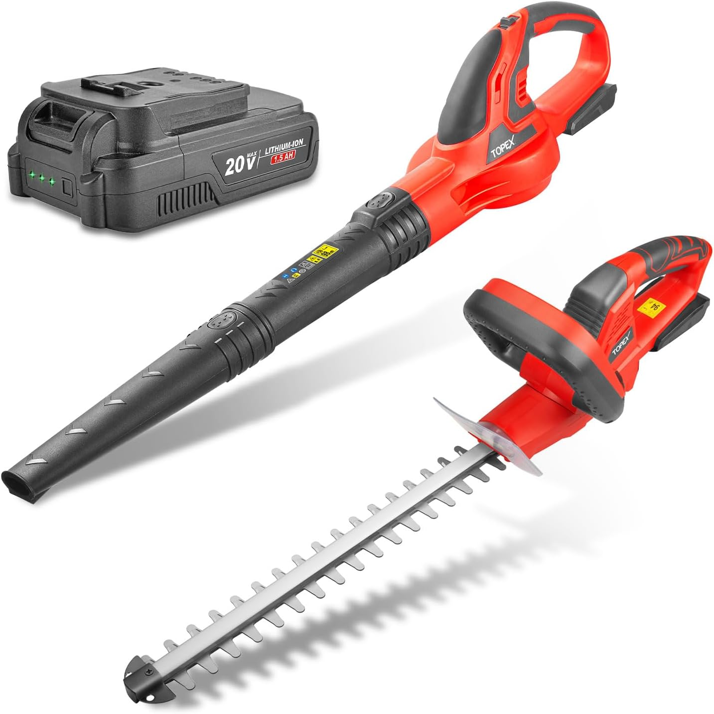 TOPEX 20V Cordless Blower and Hedge Trimmer Combo Kit W/Battery