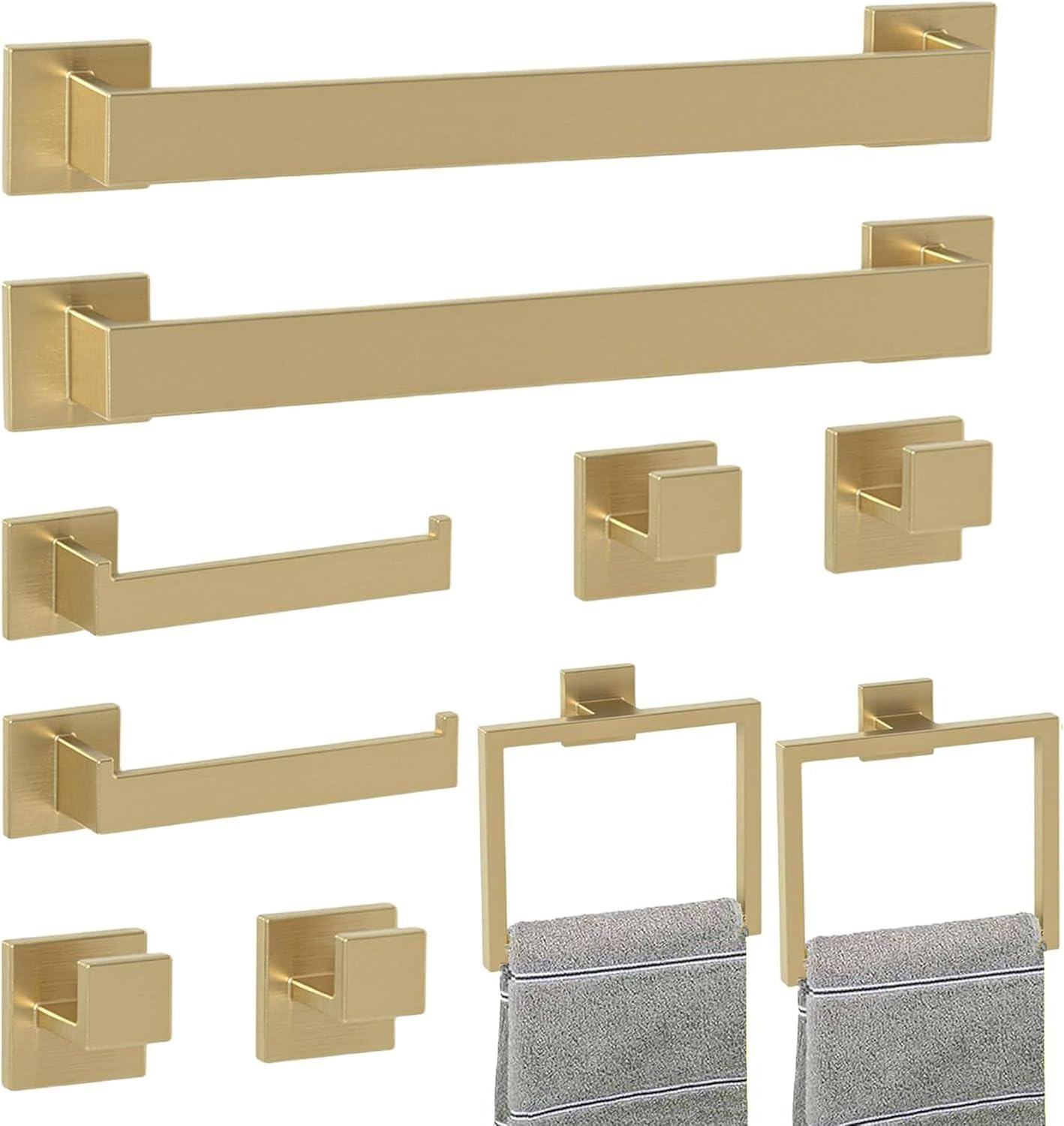 5-Pieces Matte Black Bathroom Hardware Accessories Set, SUS304 Stainless Steel Bath Towel Bar Set, Towel Racks for Bathroom Wall Mounted. image number 4