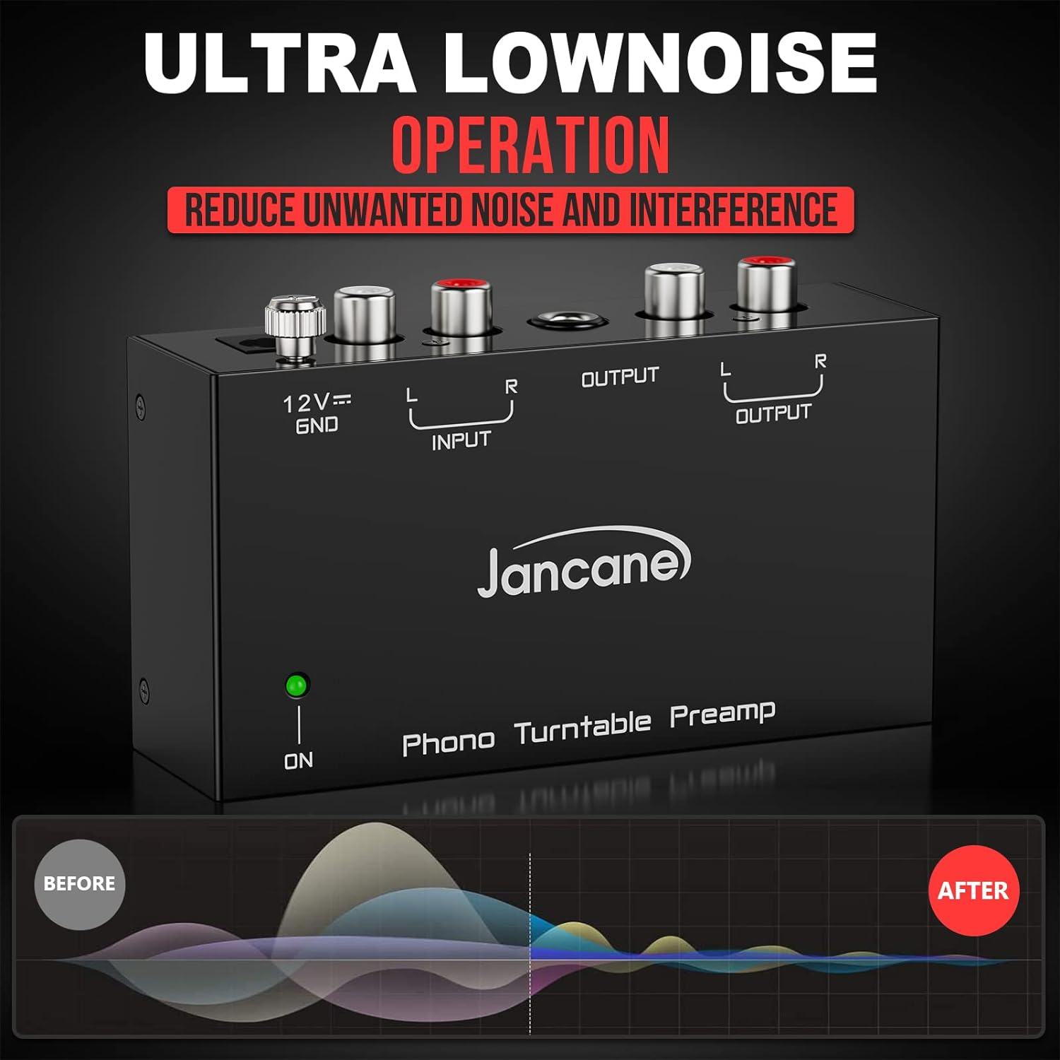Jancane Phono Preamp for Turntable- Mini Electronic Audio Stereo Phonograph Preamplifier with RCA Input, RCA/TRS Output, Low Noise Operation, with 12 Volt DC Adapter image number 2