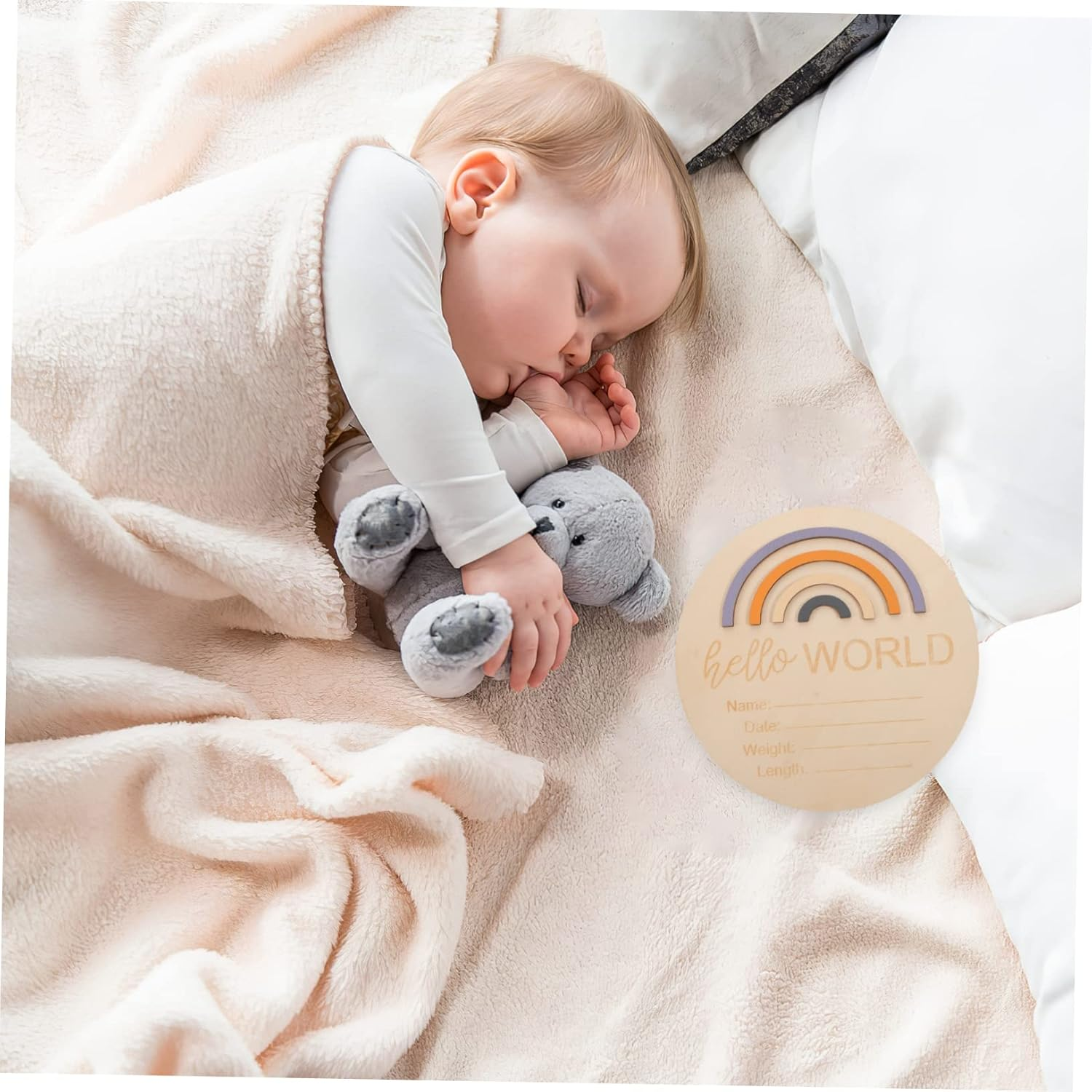 Baby Milestone Wooden Circle Month Cards for Newborns and Toddlers 15X15Cm Natural Wood Baby Monthly Milestone Sign Photo Prop for Nursery Announcement image number 5