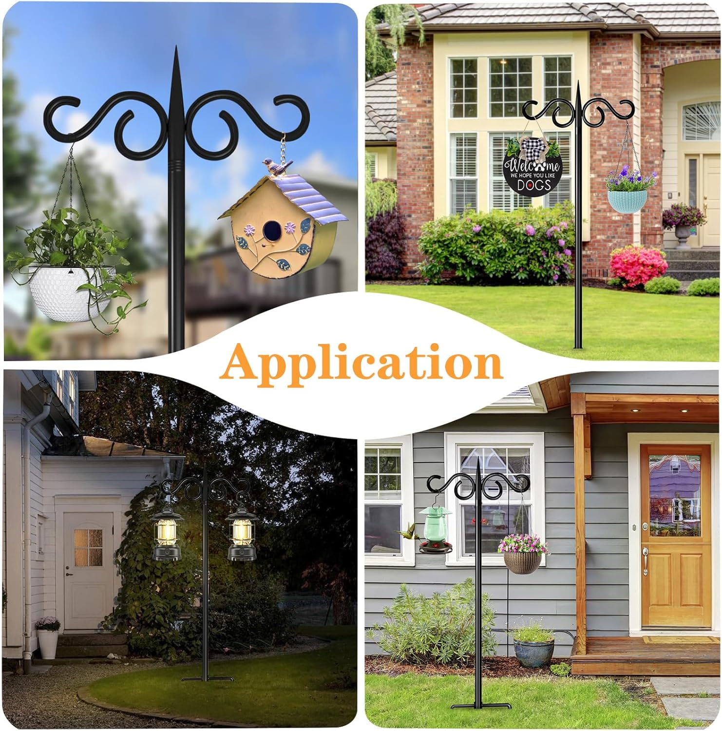 Shepherd Hooks Outdoor, 76 Inch with 5 Prong Base, Heavy-Duty Metal Bird Feeder Pole Stand for Hanging Plant, Flower Pots, Lanterns, Wind Chime, Weddings Decor image number 3