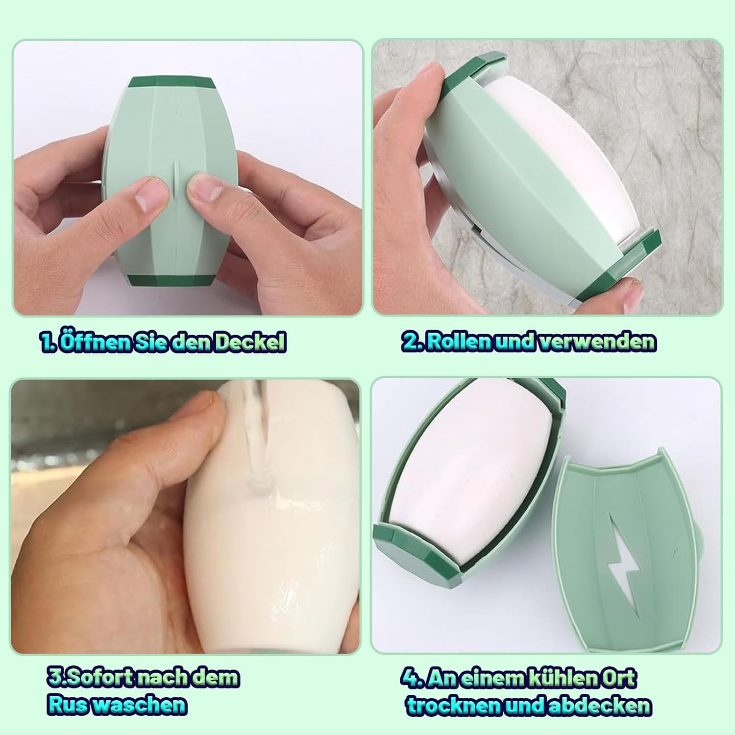 Pack of 2 Lint Rollers, Reusable, Pet Hair Remover, Clothing, Strong Adhesion, High Cleaning Efficiency, Rinse Clean, Apply Several Times (White and Green) image number 3