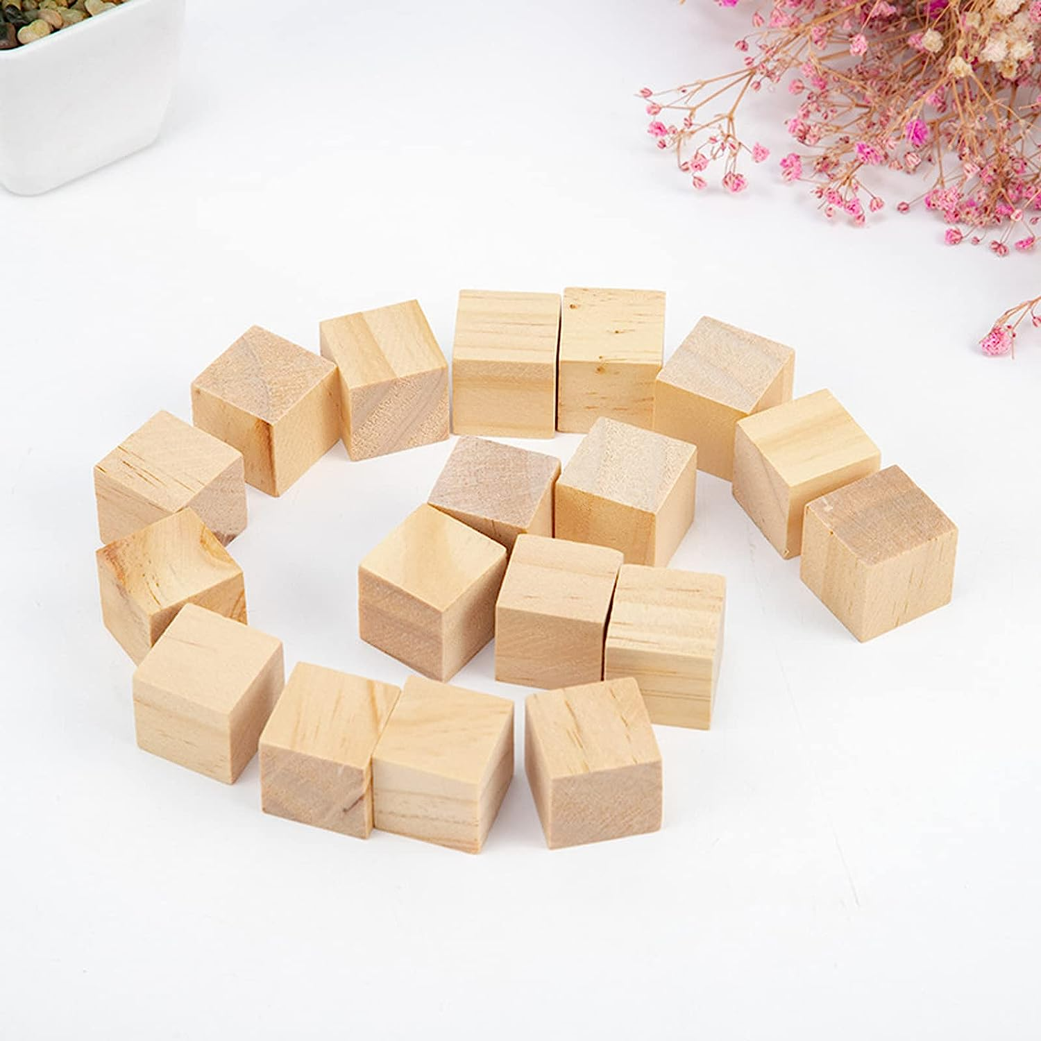 Enkrio Wood Blocks for Crafts 3/4 Inch Wooden Cubes Pack of 100 Unfinished Wood Square Blocks for DIY Projects image number 5