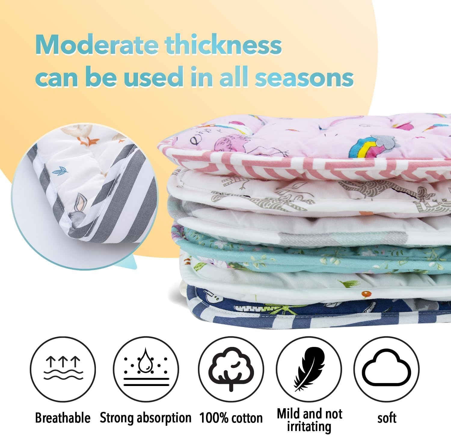 Baby Stroller Cushion, Infant Car Seat Insert-Reversible Universal Breathable and Soft Newborn Stroller Mat-34X78Cm,1 Pack (Grey) image number 5