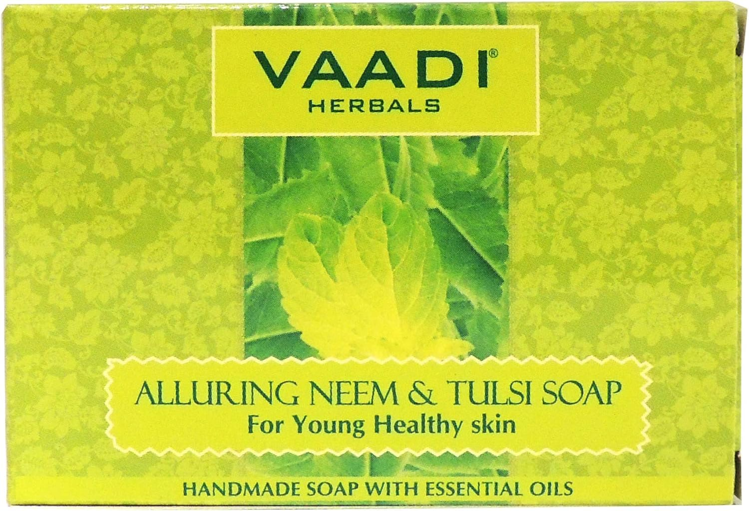 (Neem Tulsi Soap) - Handmade Ayurvedic Bar Soaps - ALL Natural - Best Natural Skin Moisturiser - Made with 100% Aromatherapy Essential Oils - Antifungal - Antibacterial - anti Ageing - anti Acne - Each 80Mls - Pack of 6 (470Mls) - Vaadi Herbals