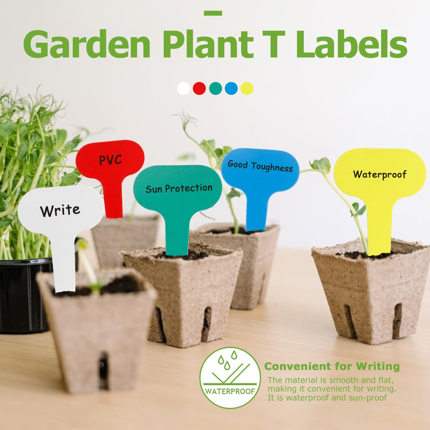 150 Pcs Plant Labels, Waterproof & Sunproof Garden Plant Makers Plastic Garden Tags, T-Type Plant Signs Gardening Name Logo Stakes for Outdoor Garden Flower Vegetables Potted Plants Seed image number 3