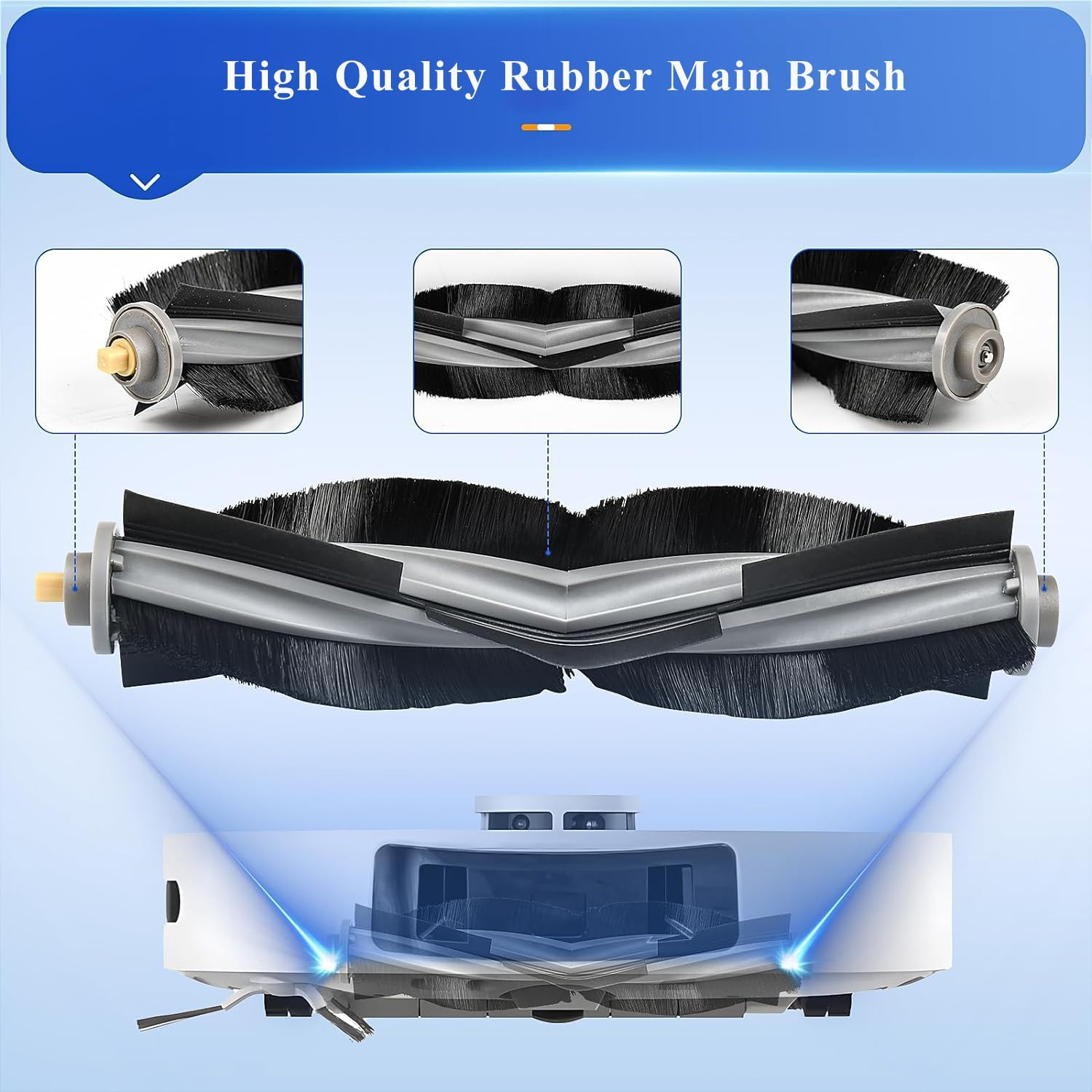 Bibemorol Replacement Parts for ECOVACS Deebot T20 Omni/Max/Pro,Ecovacs T20E T20 Max Vacuum Cleaner Accessories Kit, 1*Main Brush+ 4*Hepa Filters+ 6*Mop Pads+ 6*Vacuum Bags+ 6*Side Brushs image number 1