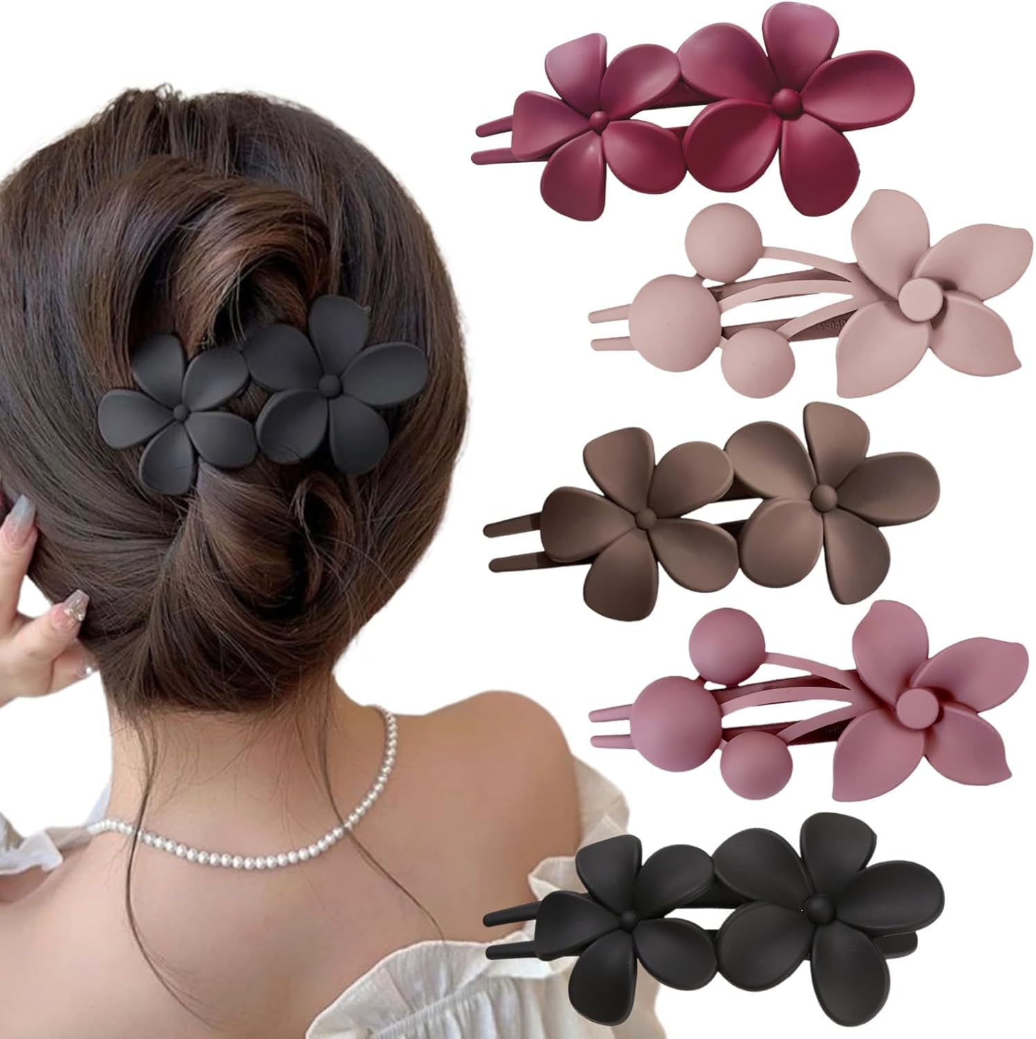 Ypkia Flower Hair Clip Large Hair Clips Women'S Matte Hair Clip Duck Beak Shape Hair Pin Hair Accessories for Women Girls (Pack of 5) image number 2