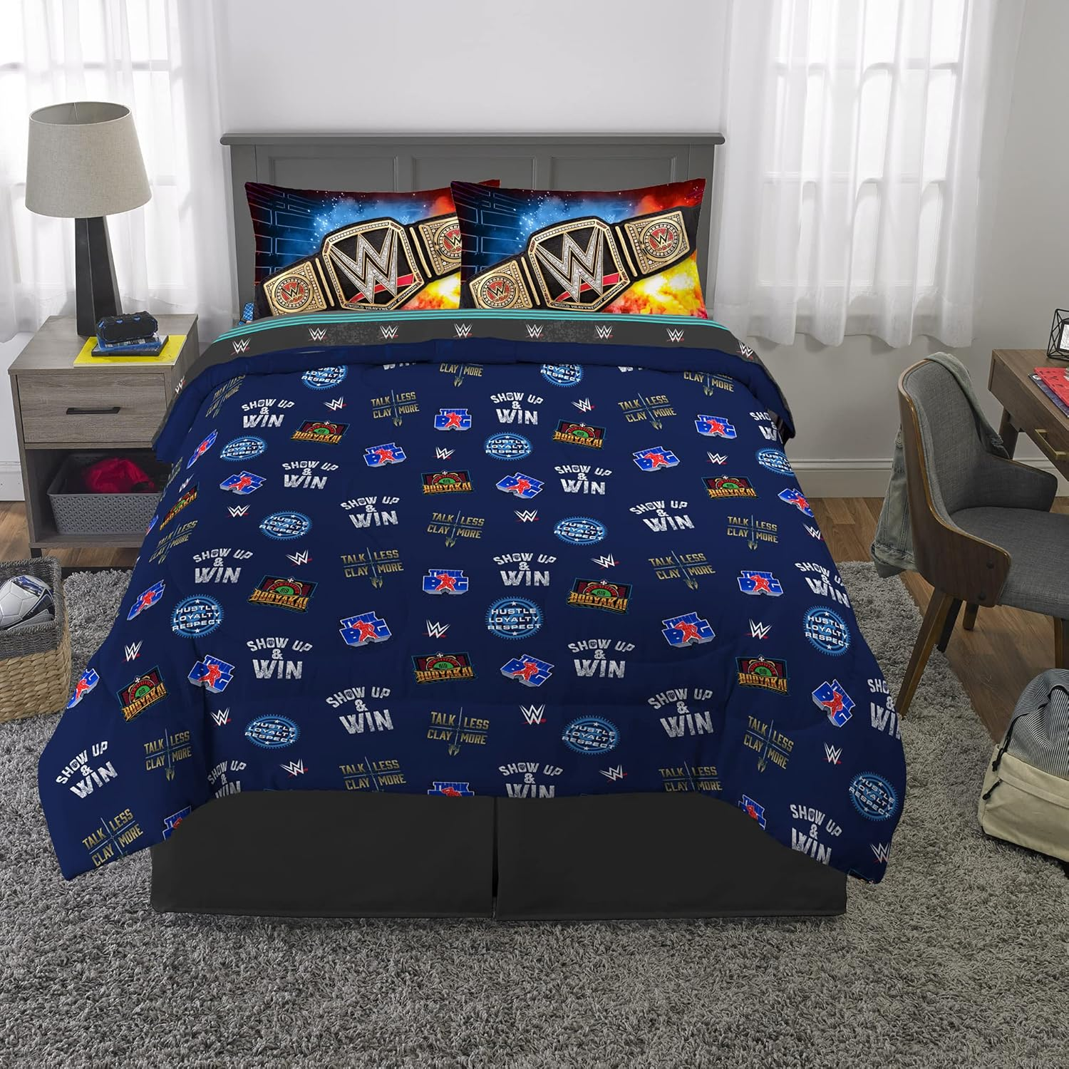 Franco Kids Bedding Super Soft Comforter and Sheet Set, 5 Piece Full Size, WWE image number 5