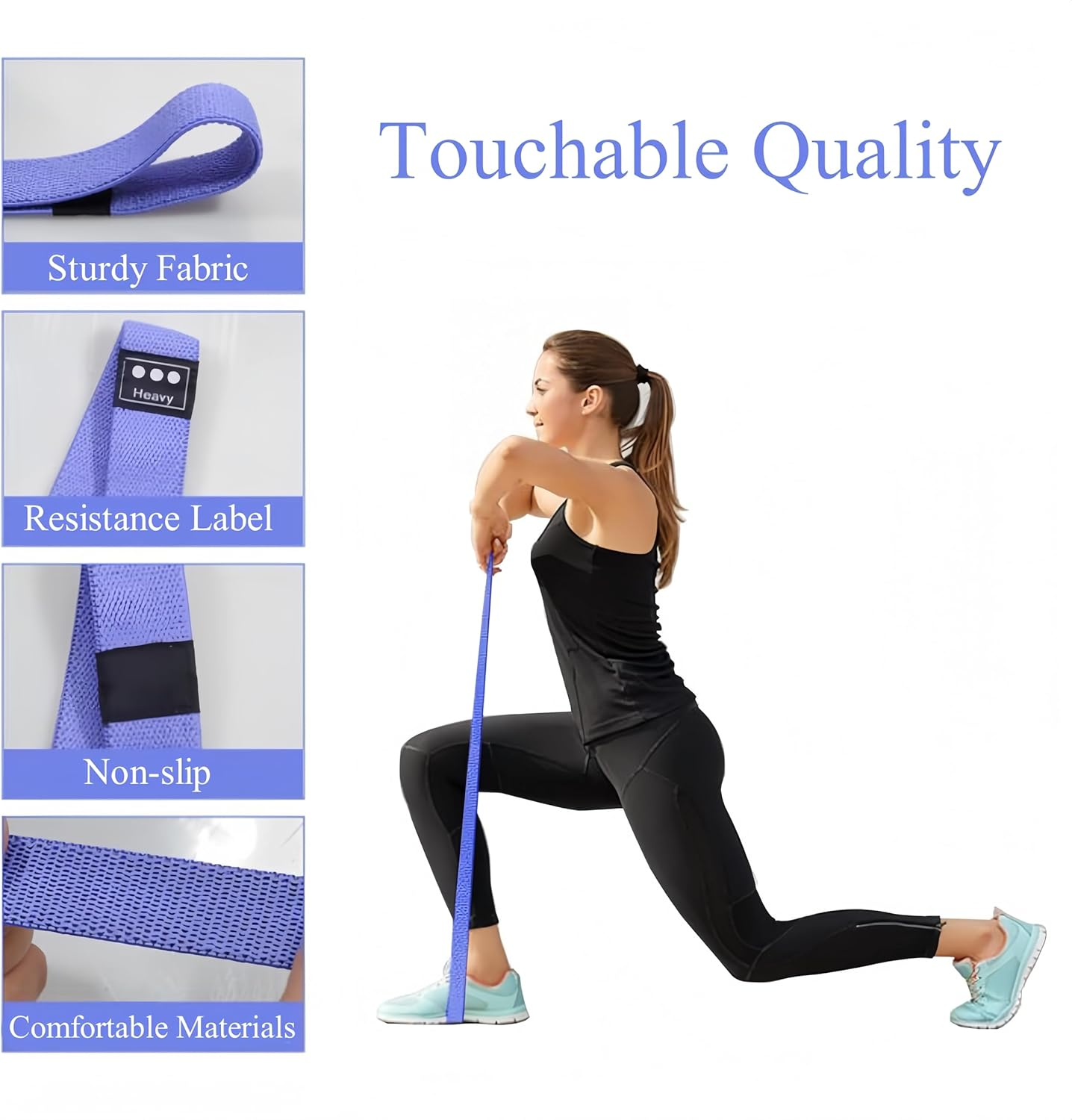 CEILIWEN Resistance Bands Set of 3, Long Fabric Resistance Bands with 3 Resistance Levels for Full Body Workout, Pull up Loop Bands for Women/Men Strength Training, Yoga, Pilate, Fitness image number 5